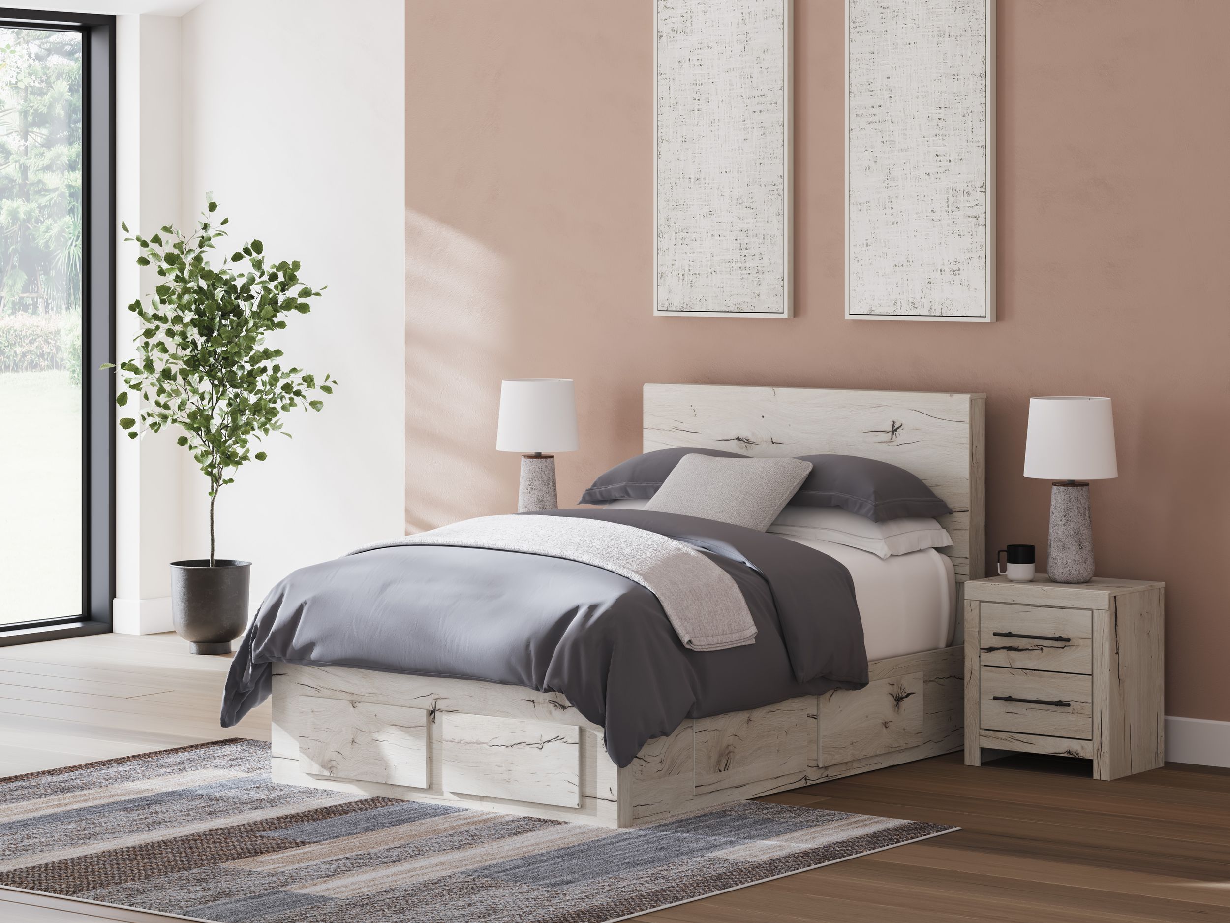 Lawroy MDF Panel Storage Bed w/6 Drawers, Queen Size