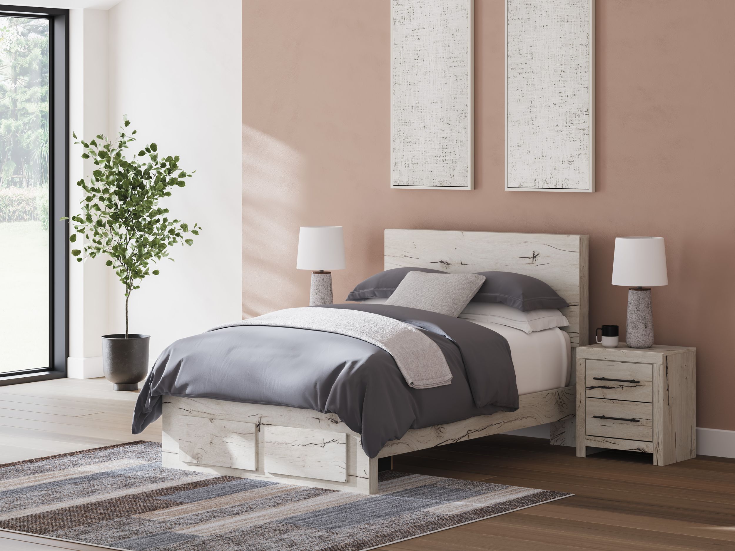 Lawroy MDF Panel Storage Bed w/2 Drawers