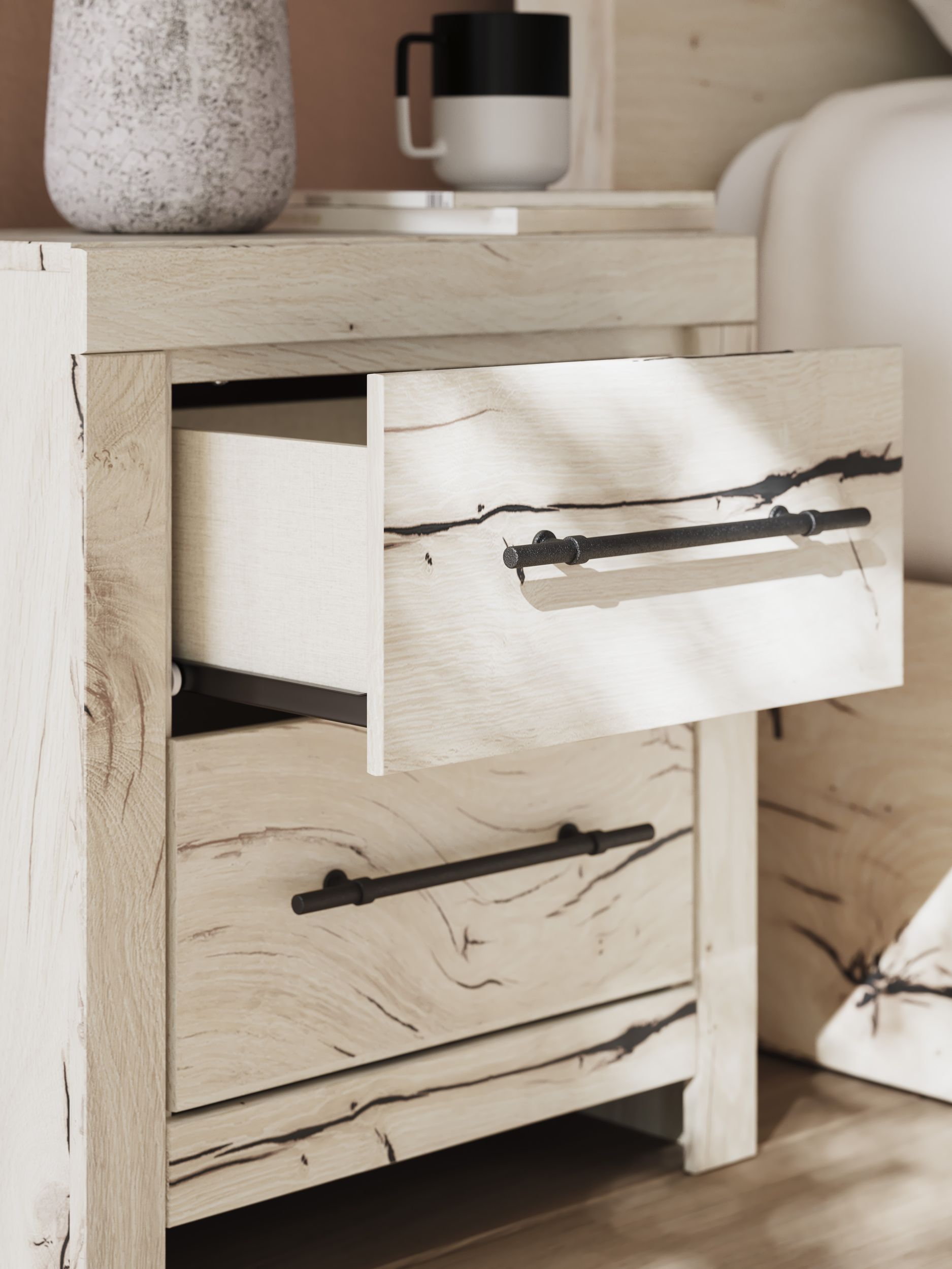 Lawroy MDF Panel Storage Bedroom Set w/2 Drawers