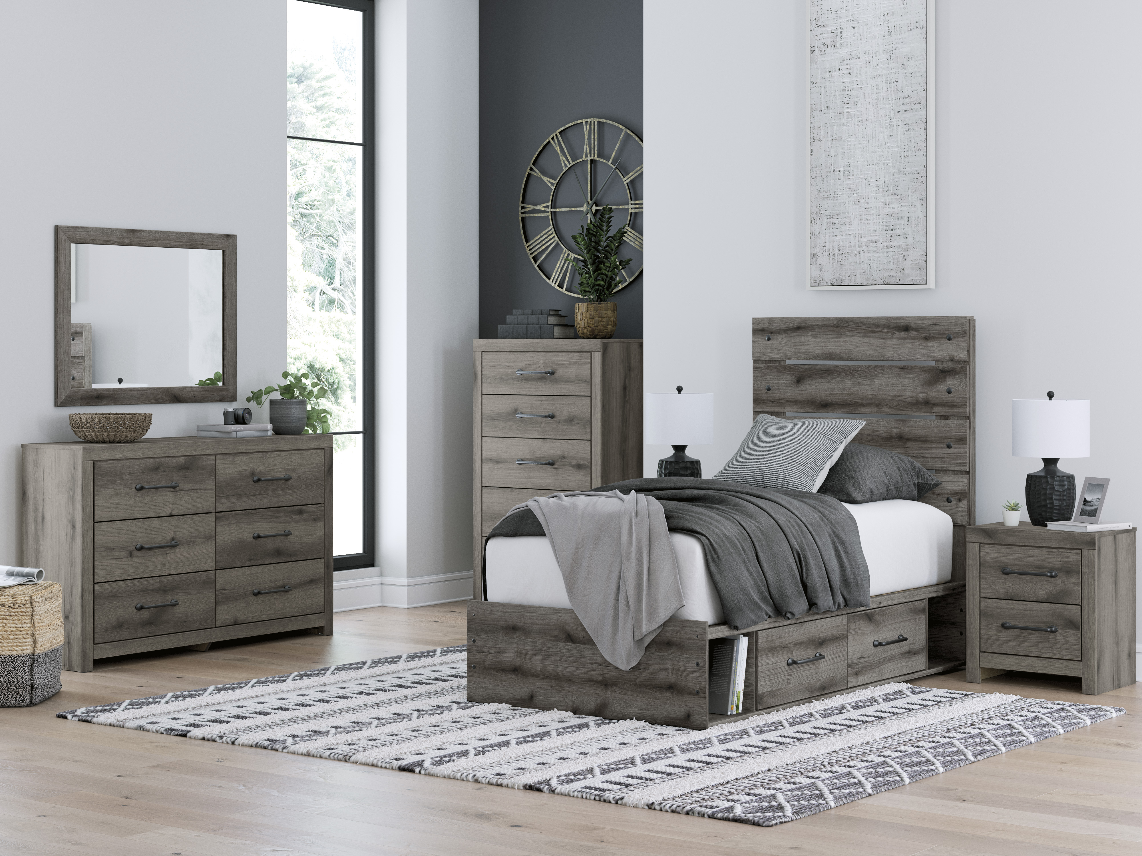 Graystorm MDF Panel Storage Bedroom Set w/4 Drawers
