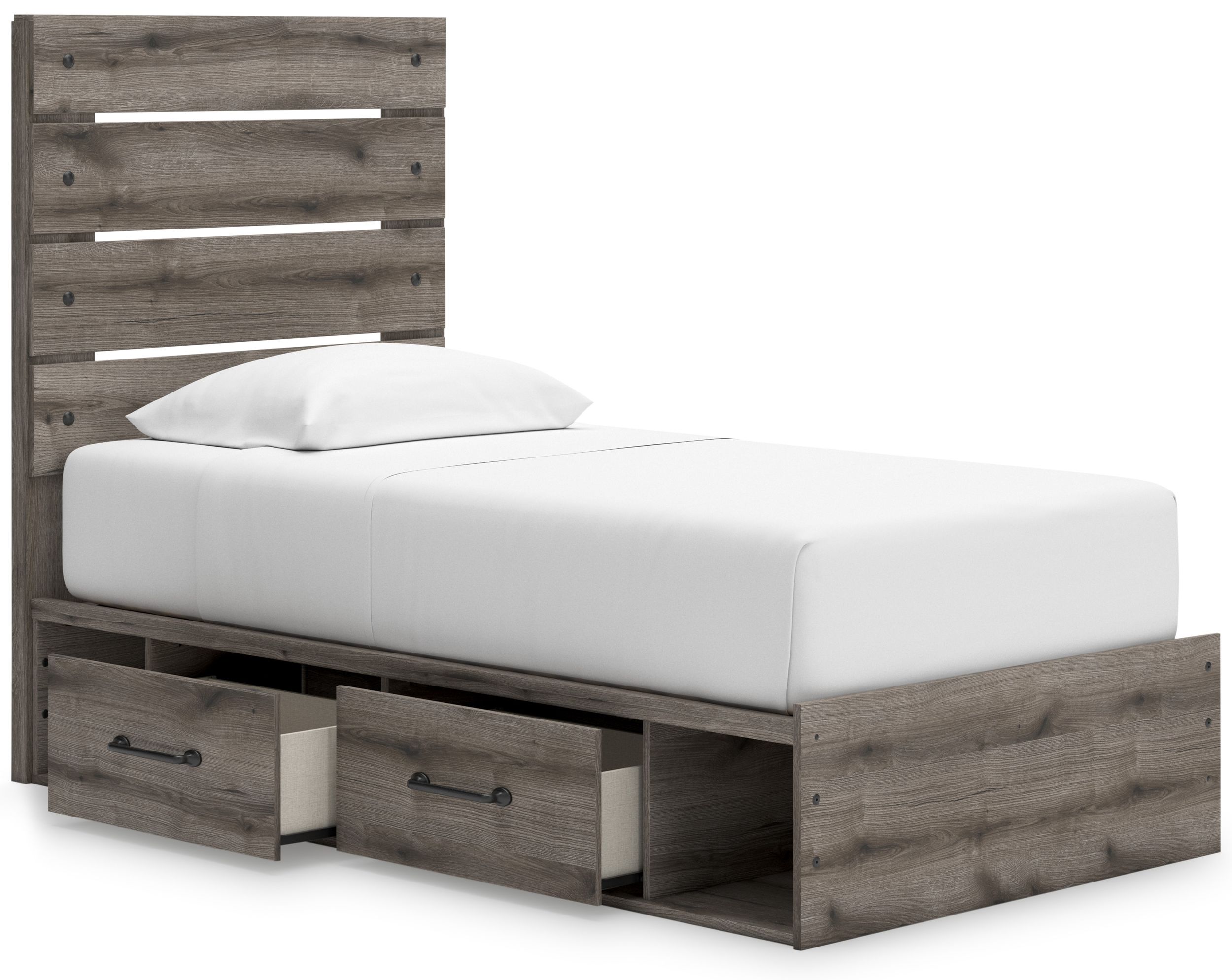 Graystorm MDF Panel Storage Bed w/2 Side Drawers, Twin Size