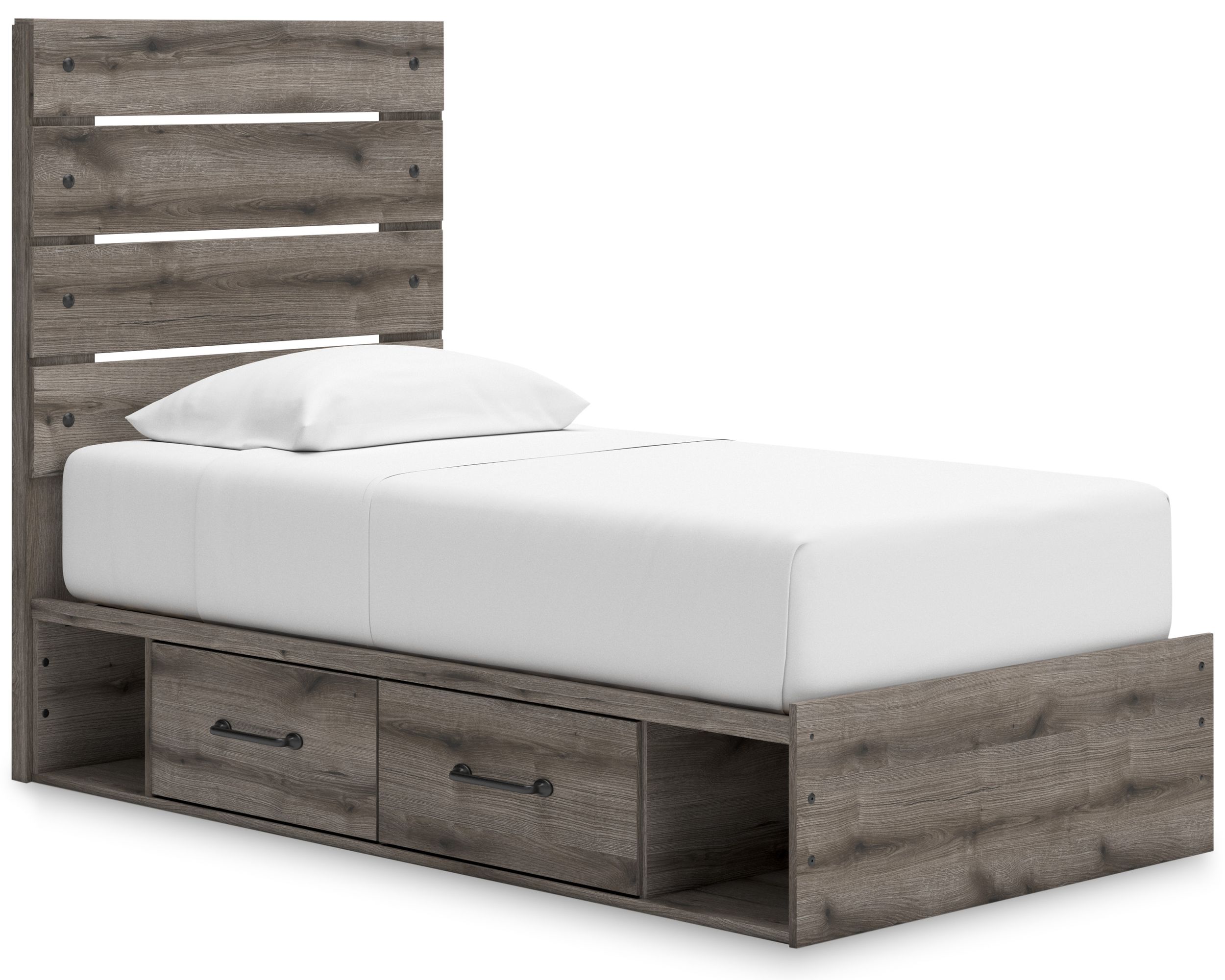 Graystorm MDF Panel Storage Bed w/2 Side Drawers, Twin Size
