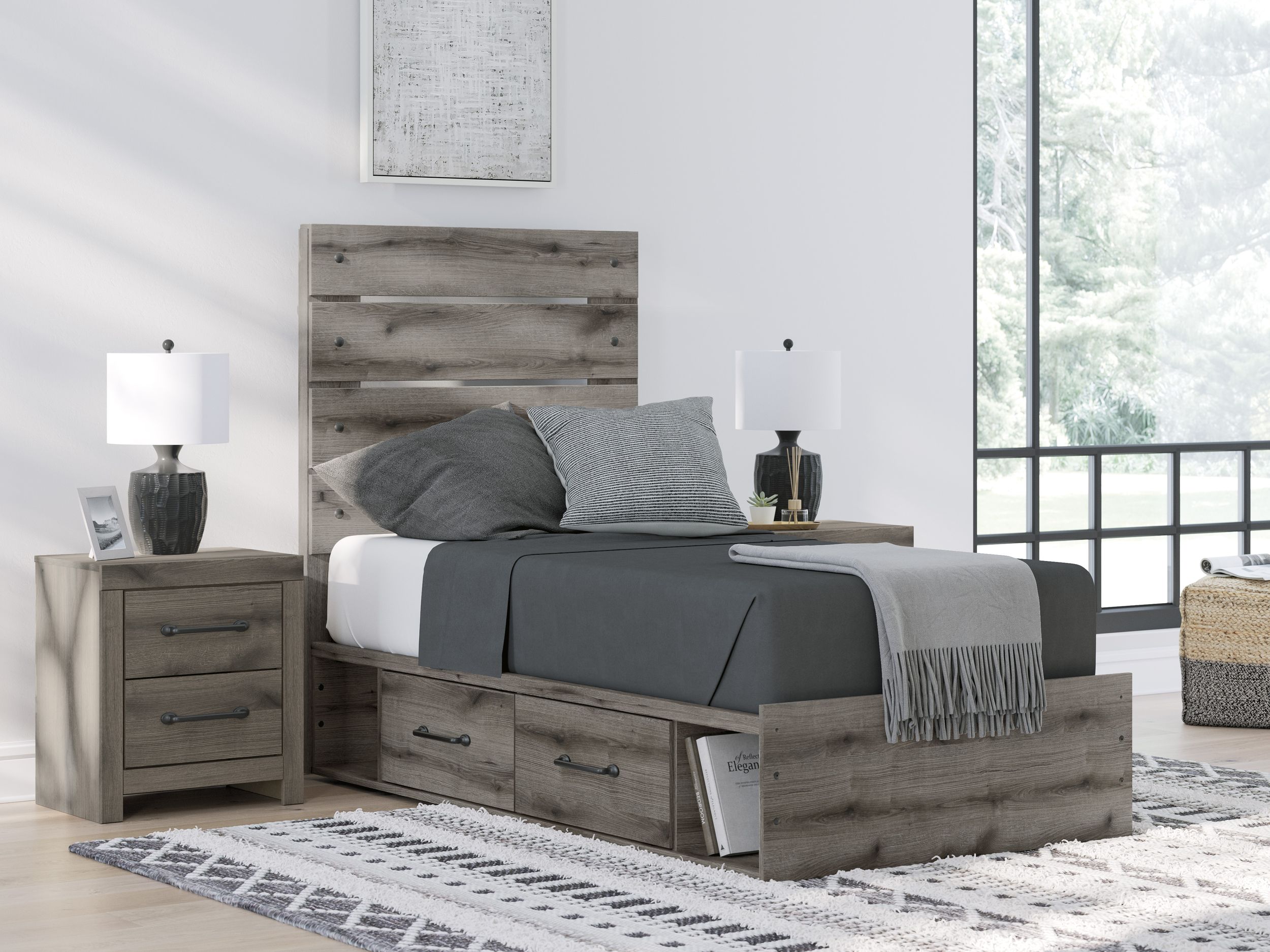 Graystorm MDF Panel Storage Bed w/4 Drawers