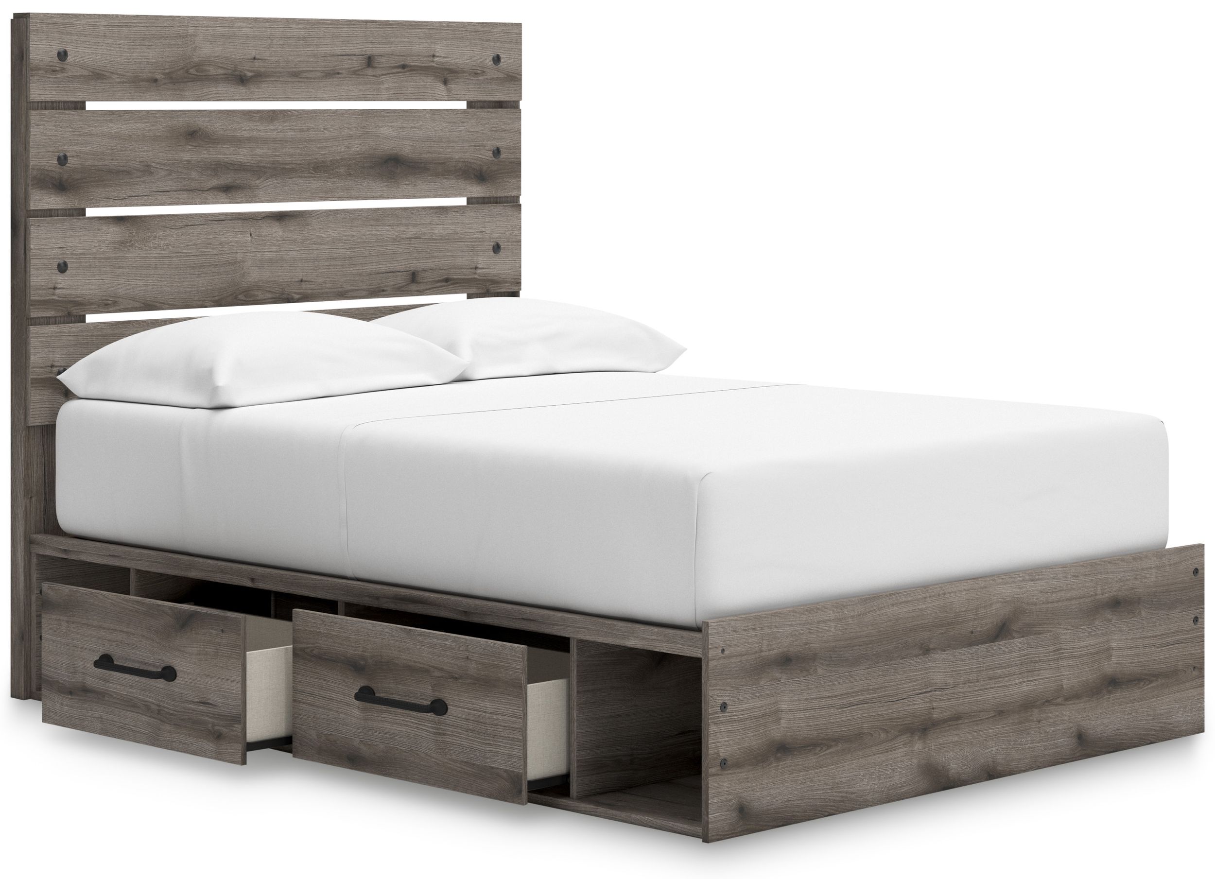Graystorm MDF Panel Storage Bed w/2 Side Drawers, Full Size