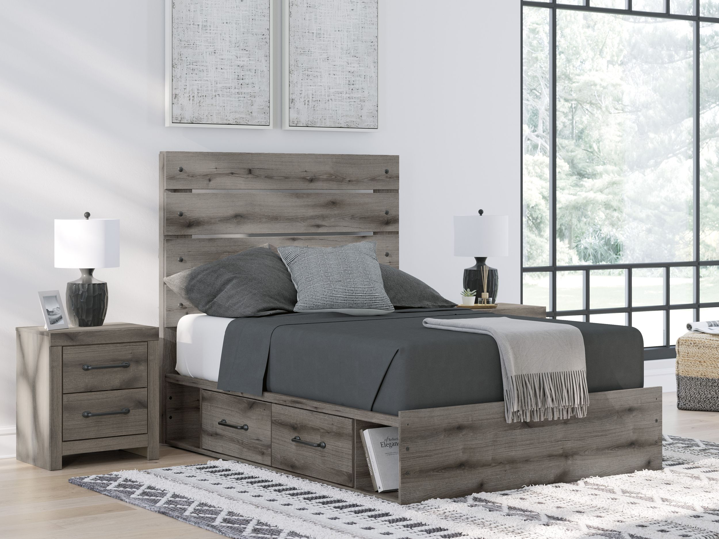 Graystorm MDF Panel Storage Bed w/4 Drawers, Full Size
