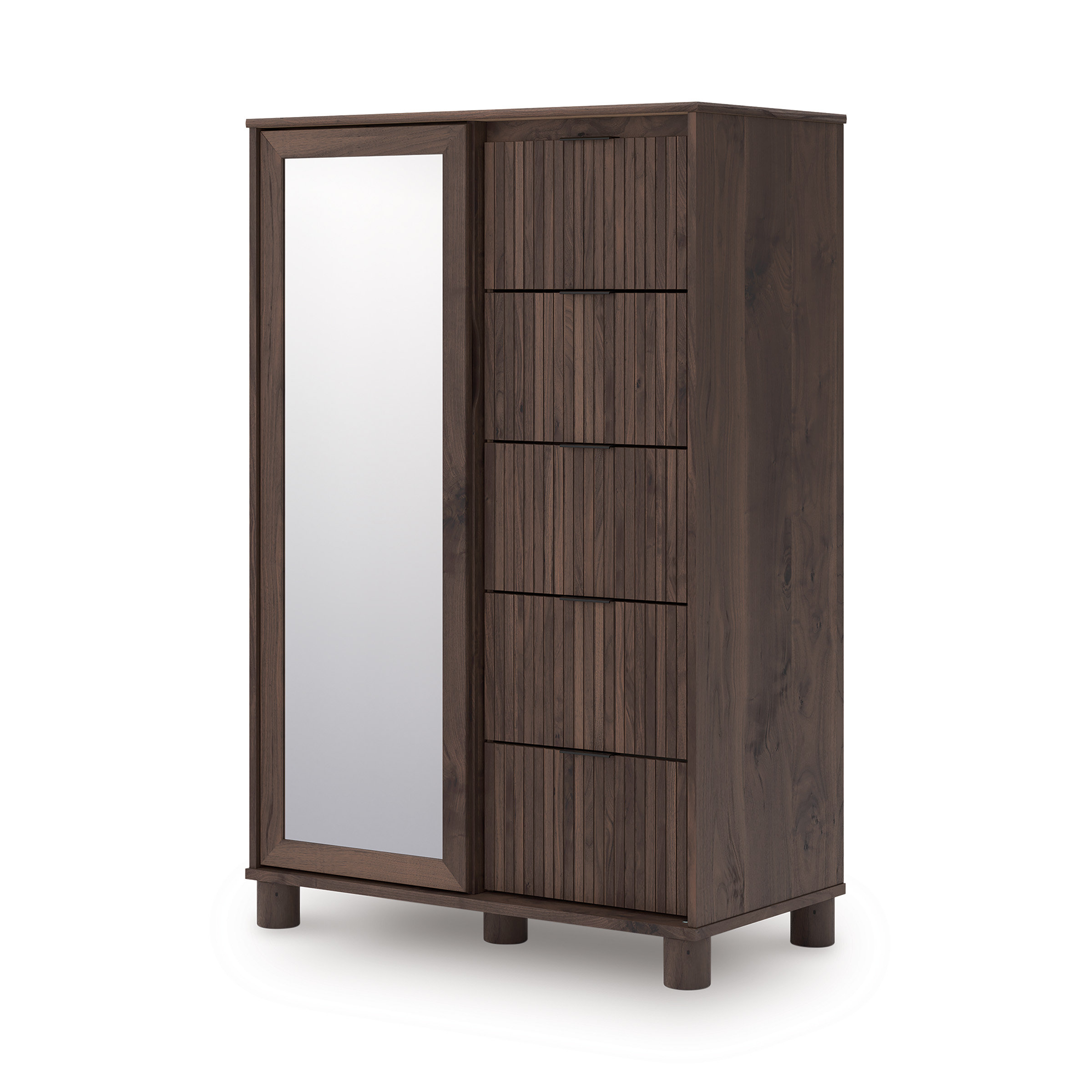 Pamytta MDF Dressing Chest w/Mirror & 5 Drawers
