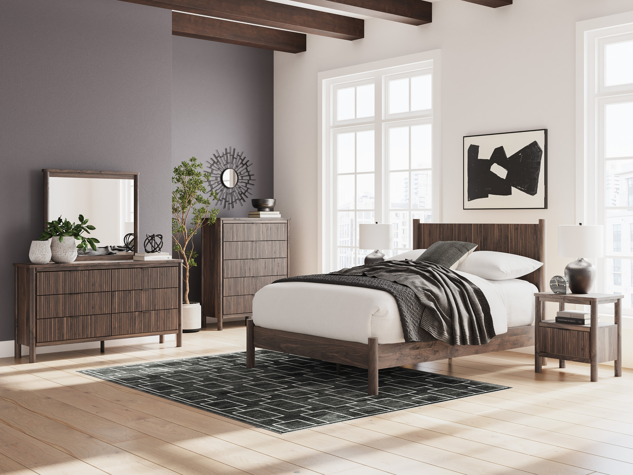 Pamytta MDF Panel Platform Bed, Queen Size