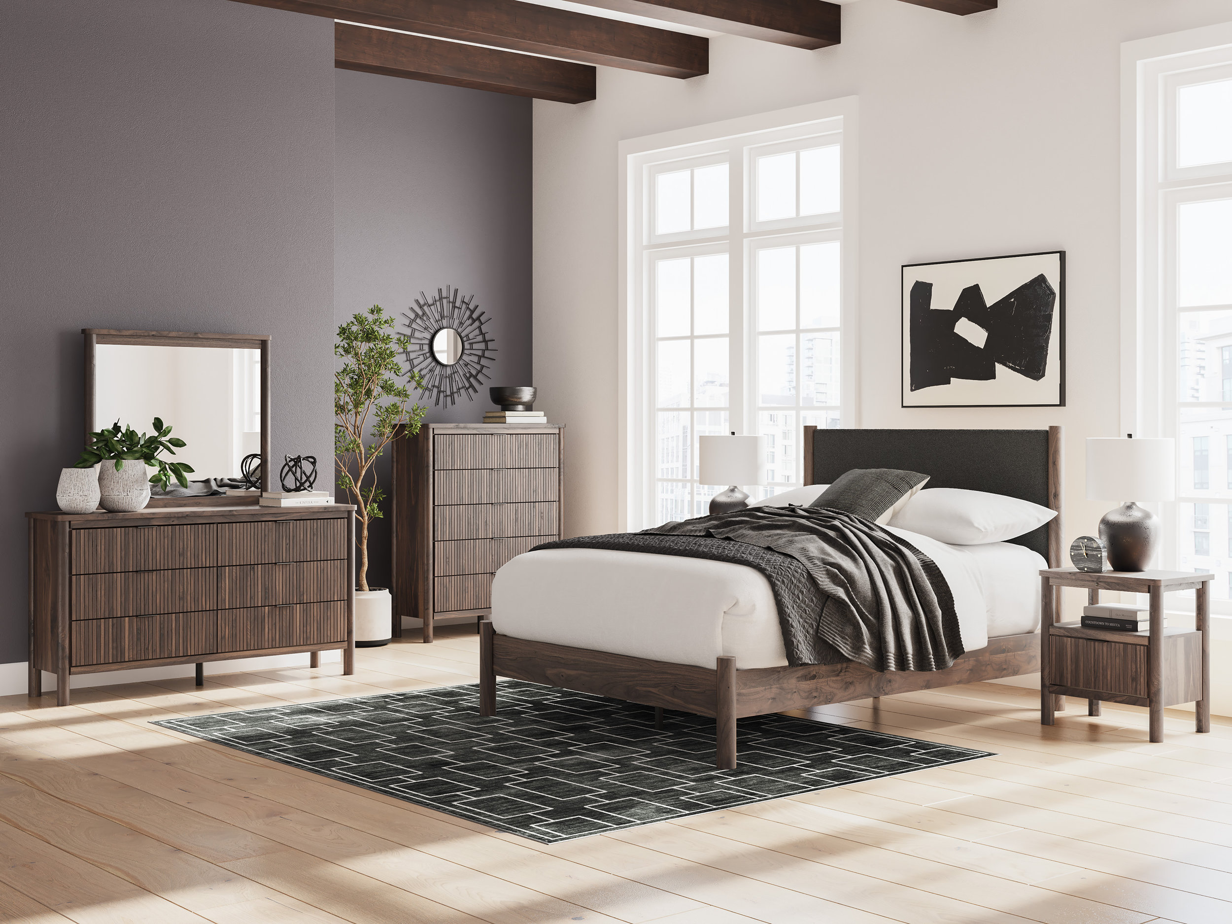 Pamytta Polyester/MDF Panel Platform Bedroom Set