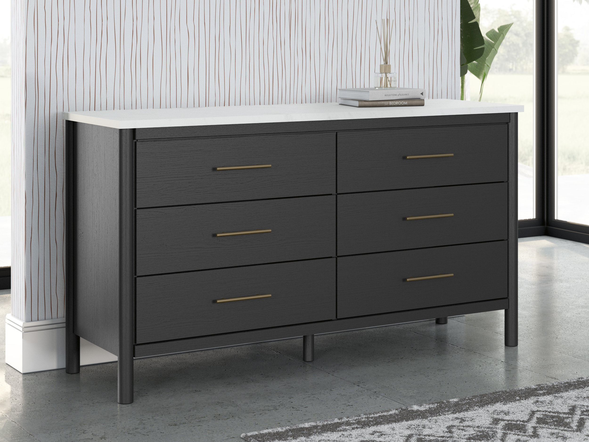 Cadmori MDF/Wood Veneer Dresser w/6 Drawers