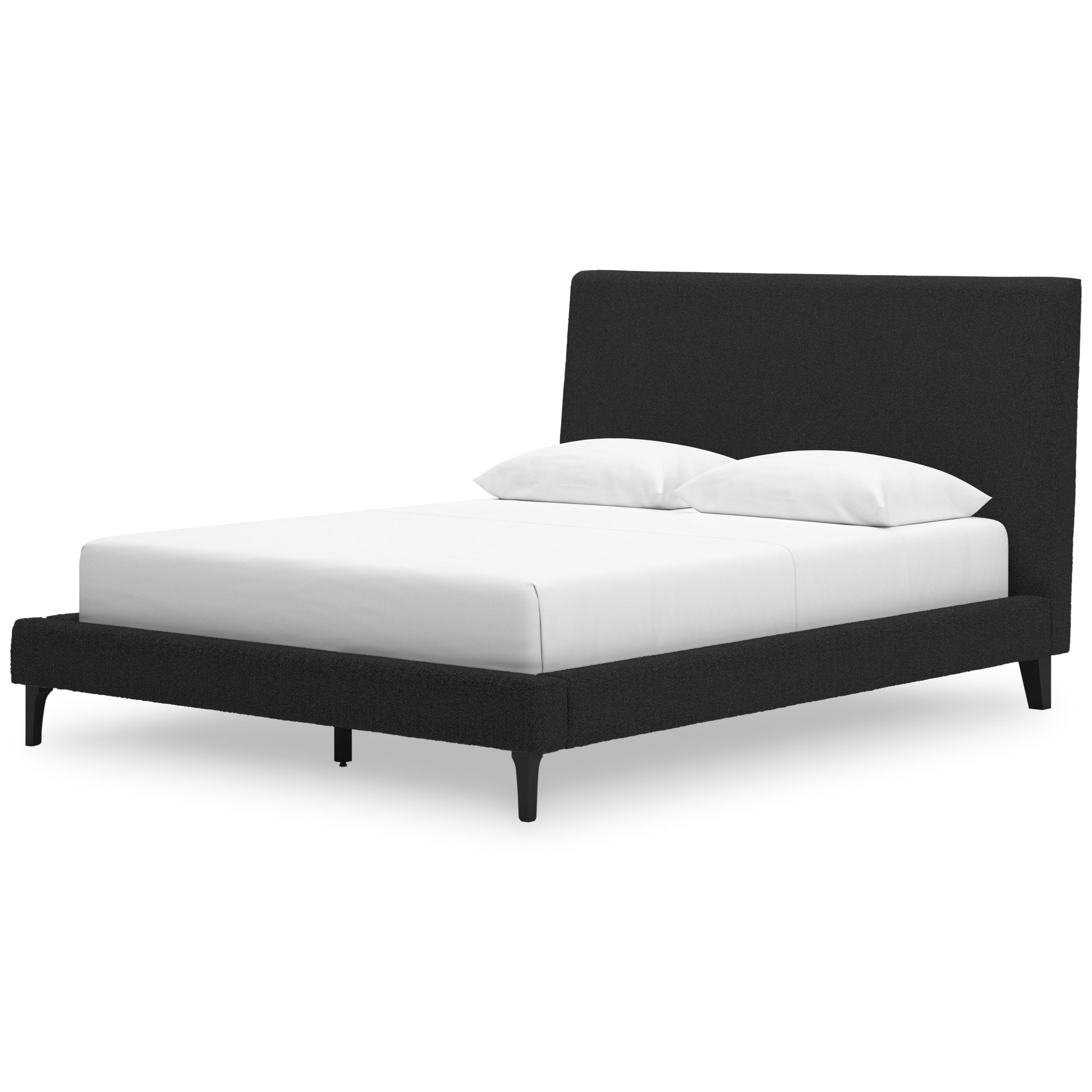 Cadmori Wood/Fabric Upholstered Panel Bed w/Roll Slats