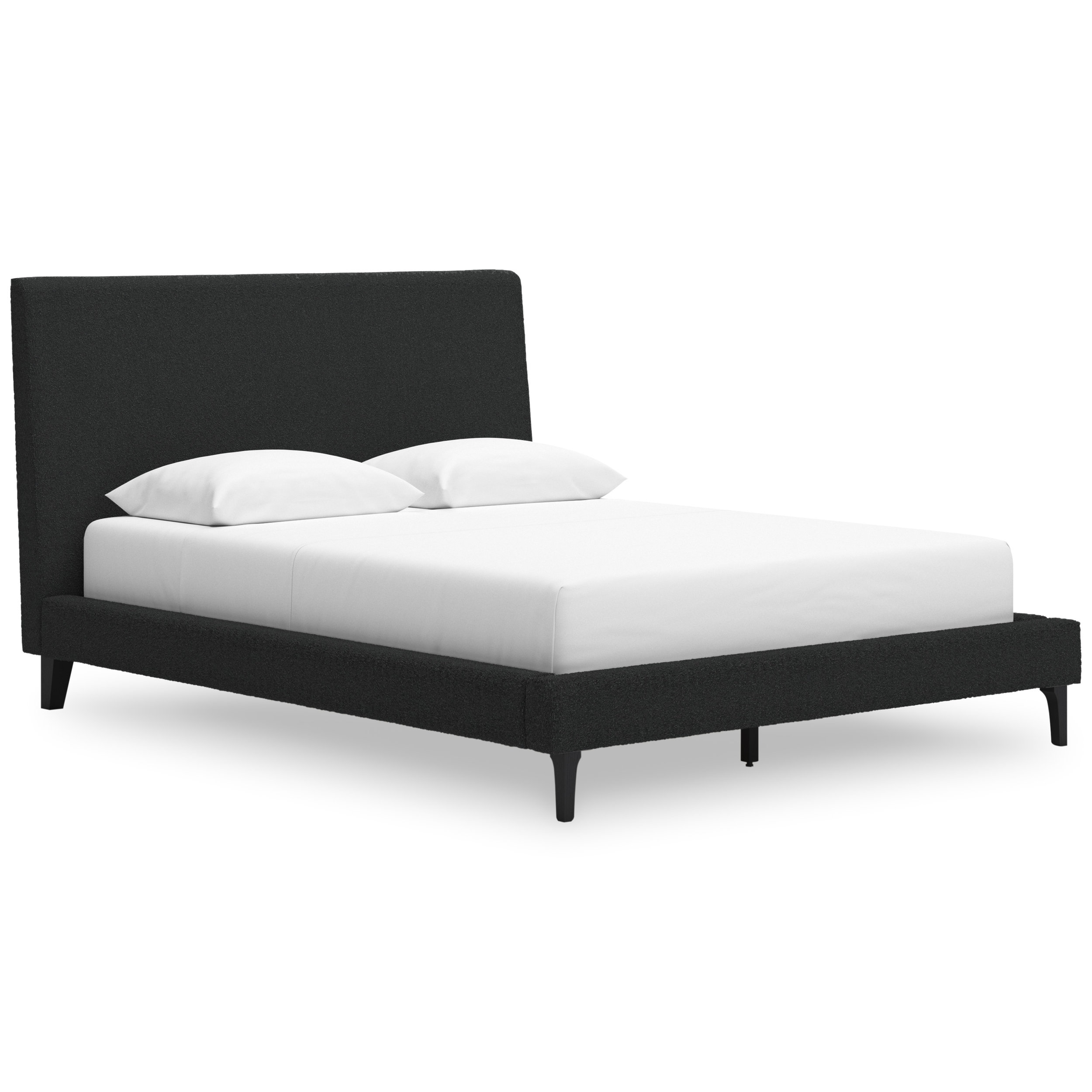 Cadmori Wood/Fabric Upholstered Panel Bed w/Roll Slats