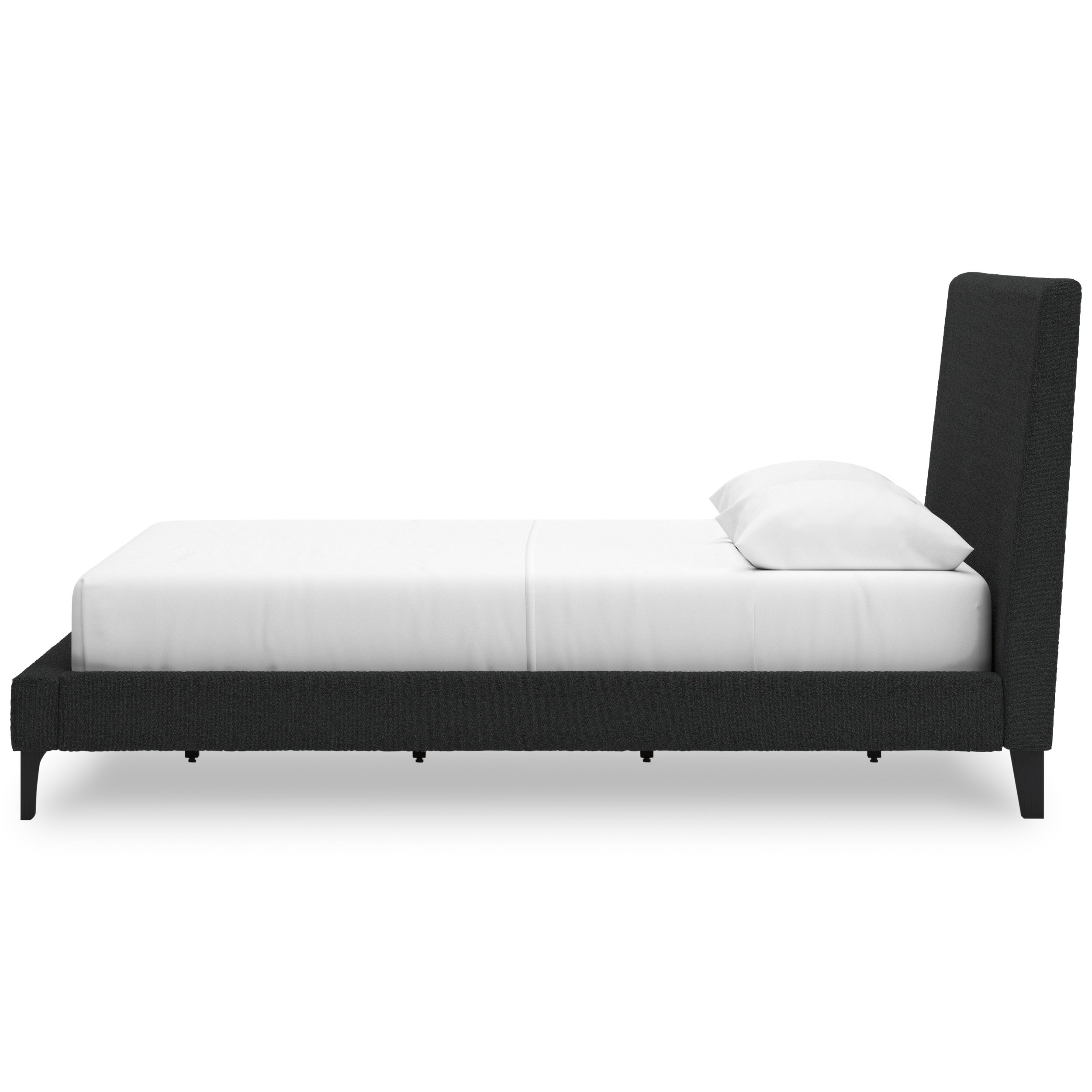 Cadmori Wood/Fabric Upholstered Panel Bed w/Roll Slats