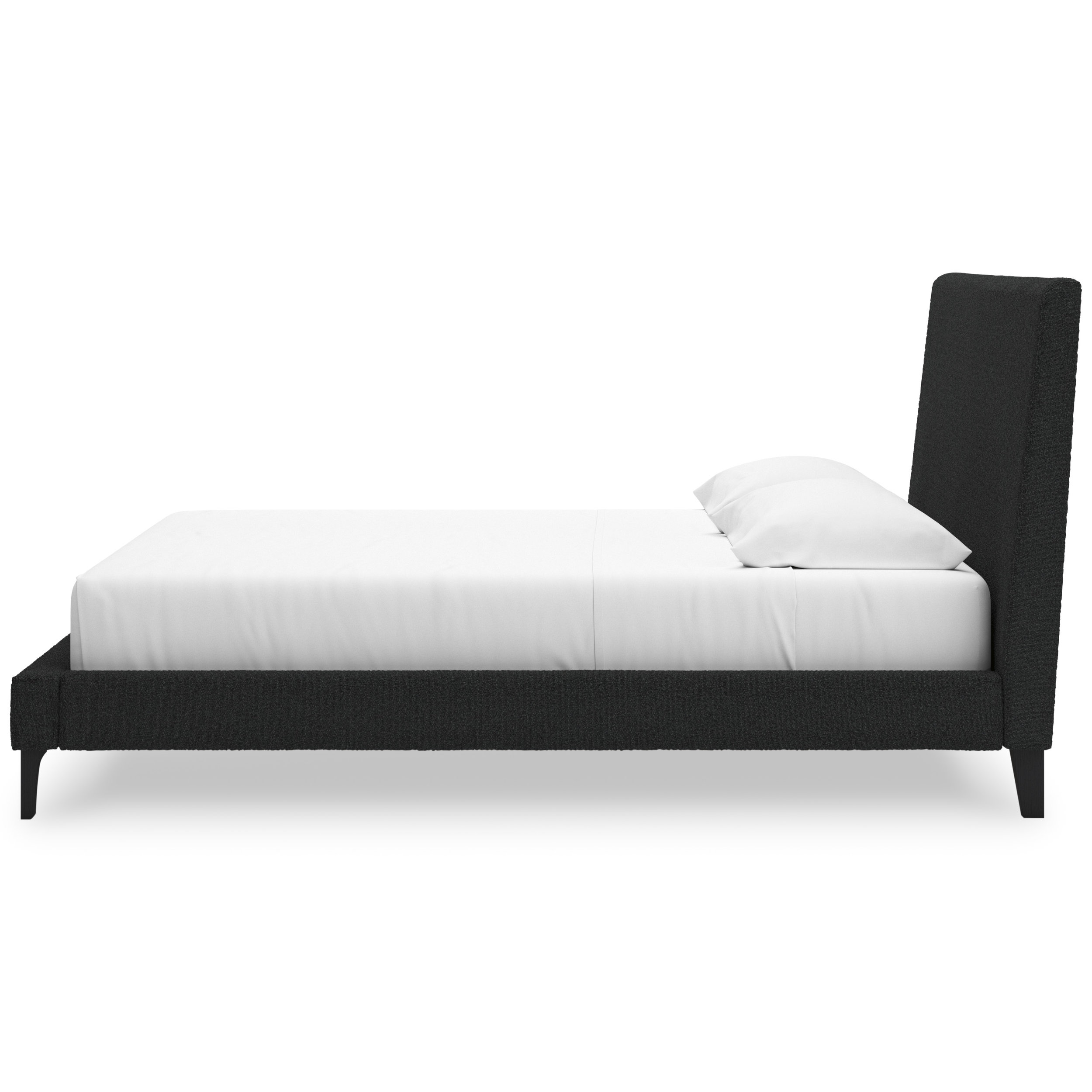 Cadmori Wood/Fabric Upholstered Panel Bed w/Roll Slats, King Size