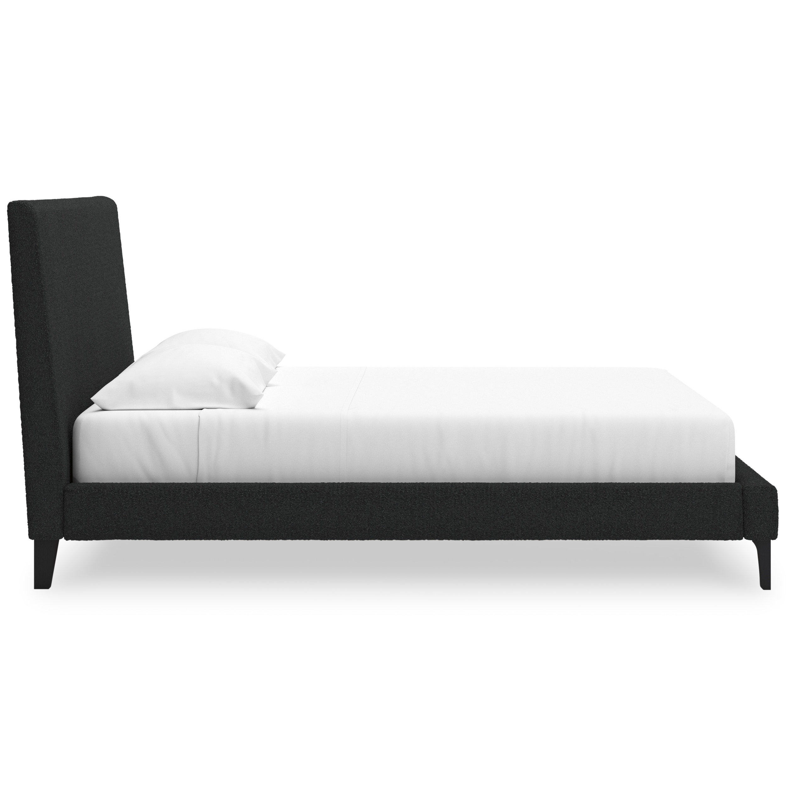 Cadmori Wood/Fabric Upholstered Panel Bed w/Roll Slats, King Size