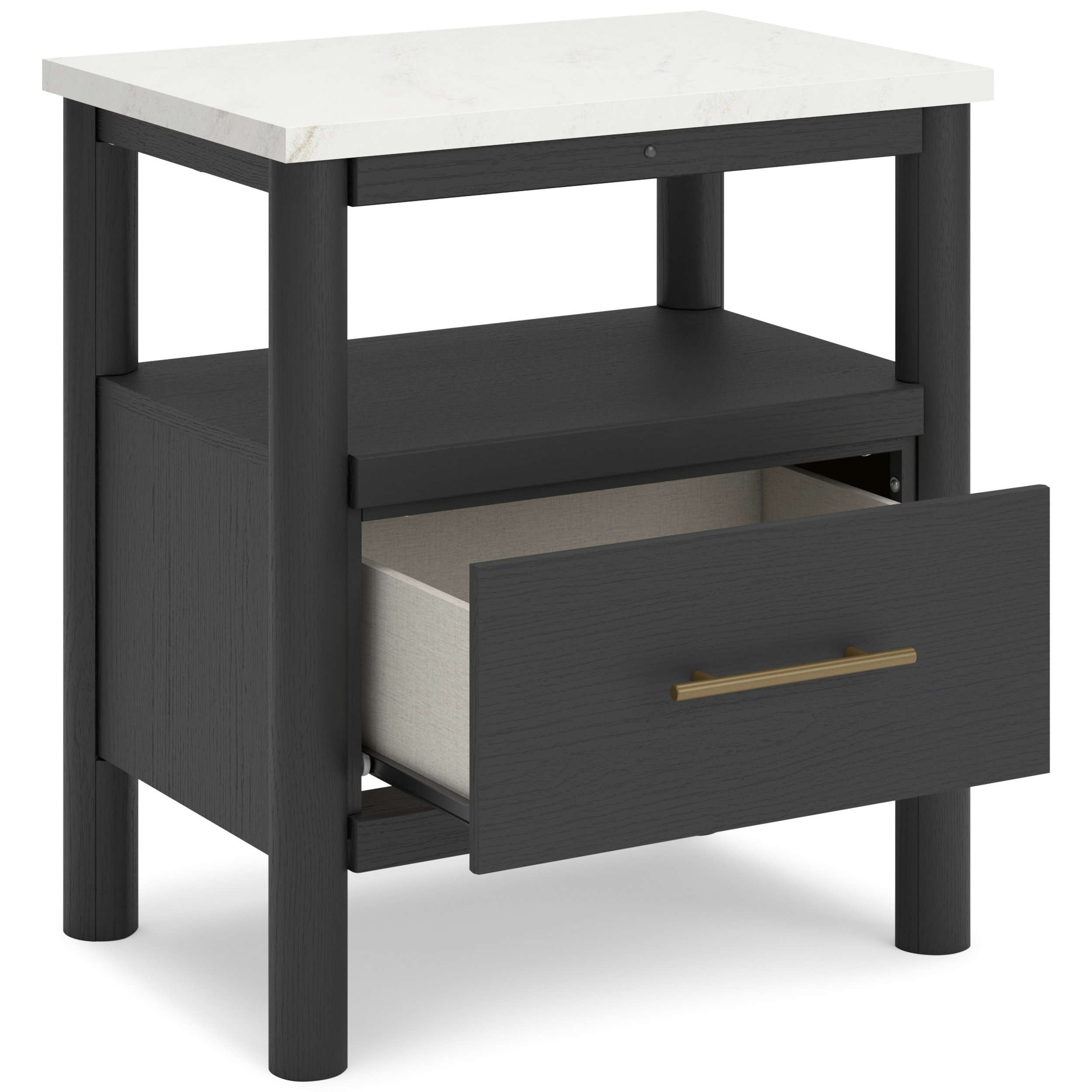 Cadmori MDF/Wood Veneer Nightstand w/Drawers