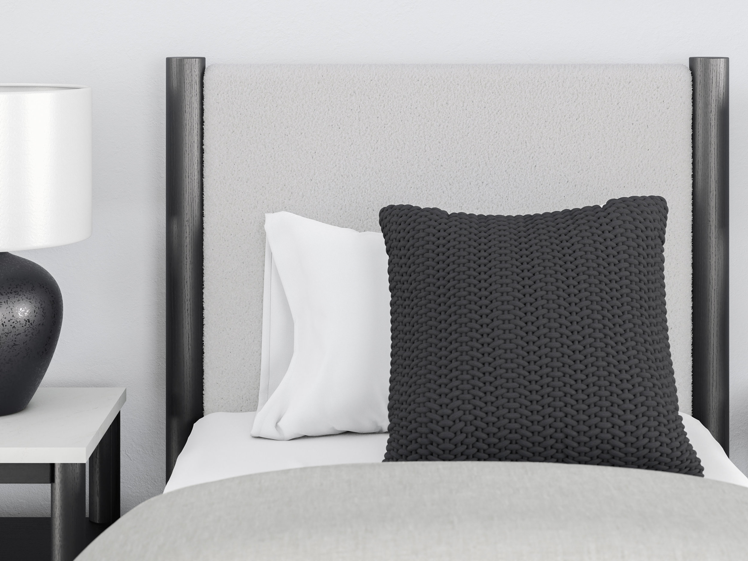 Cadmori Wood/Fabric Upholstered Panel Bed