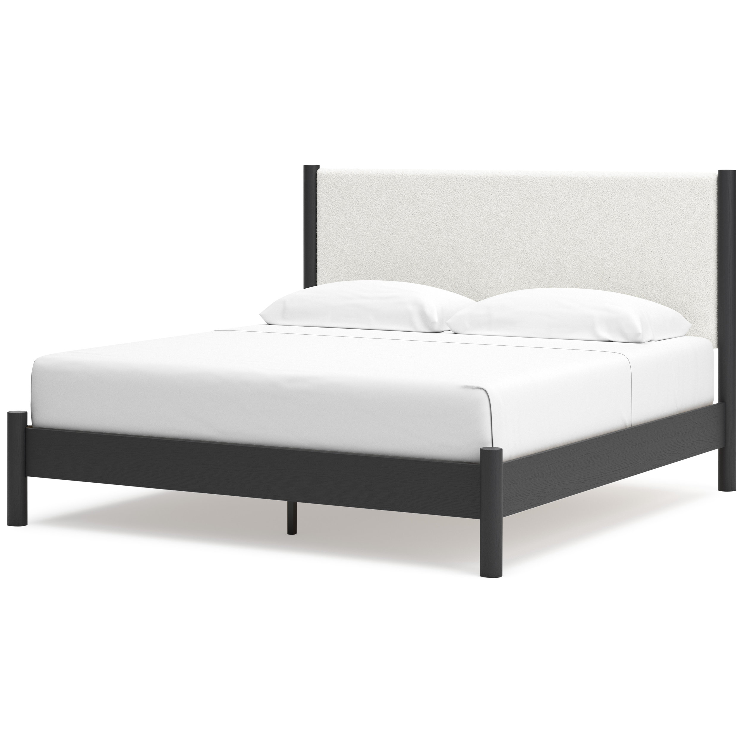 Cadmori Wood/Fabric Upholstered Panel Bed, King Size