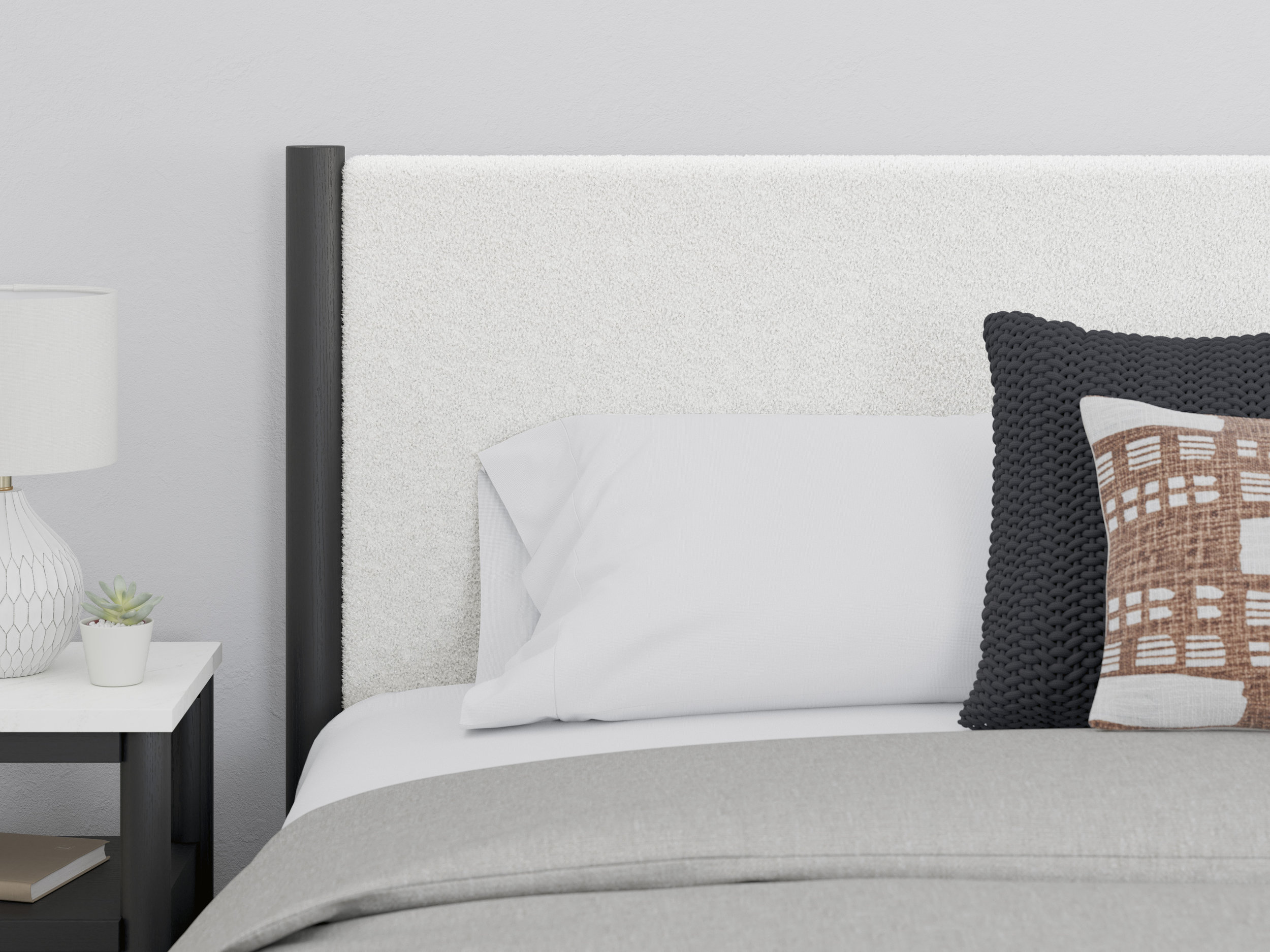 Cadmori Wood/Fabric Upholstered Panel Bed, King Size