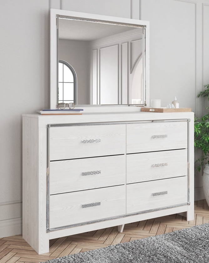 Altyra Wood Panel Storage Bedroom Set w/LED Lighting, Queen Size