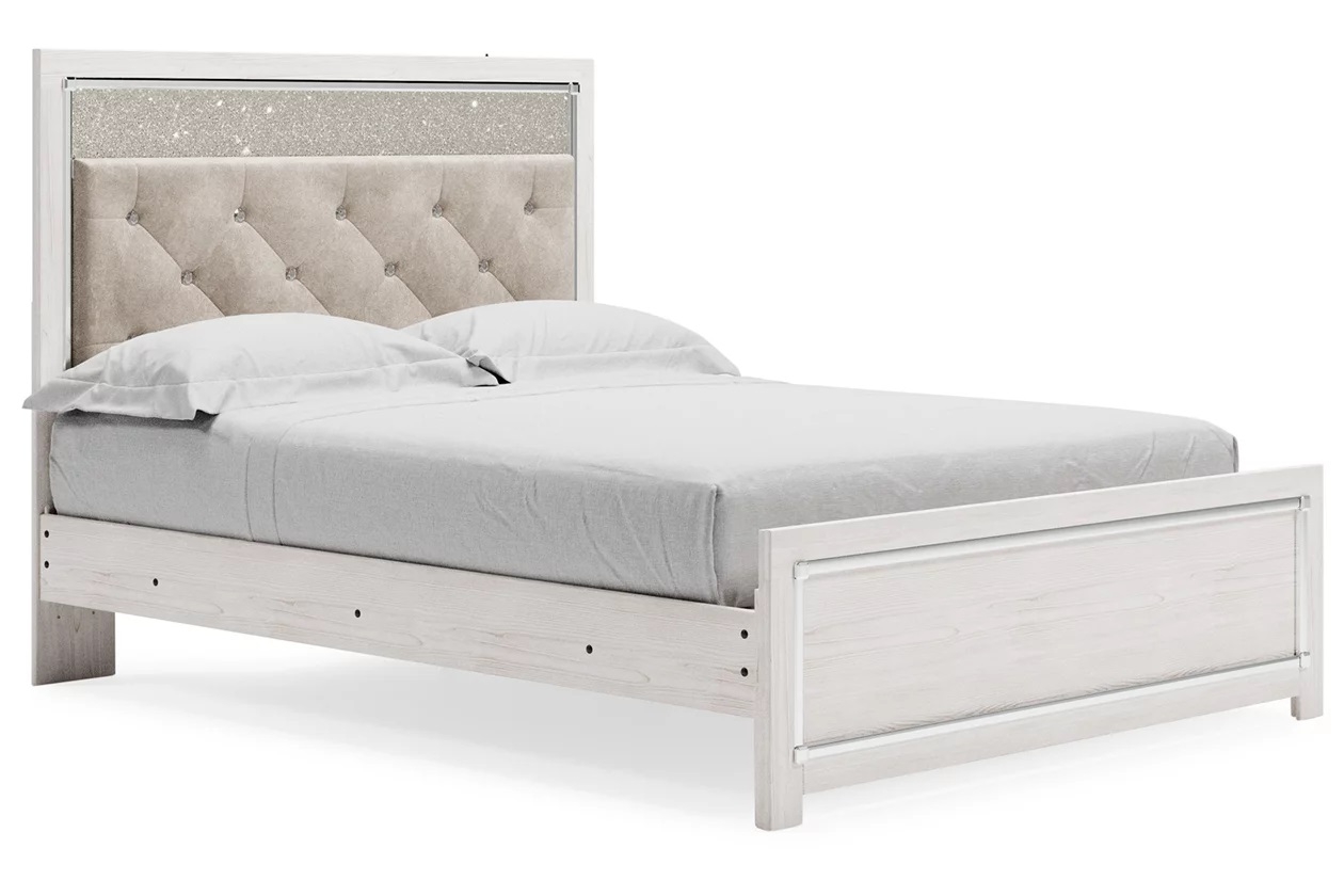 Altyra Wood Panel Bedroom Set w/LED Lighting, Queen Size
