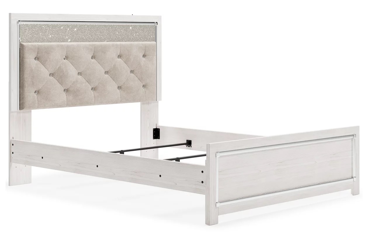 Altyra Wood Panel Bed w/LED Lighting, Queen Size