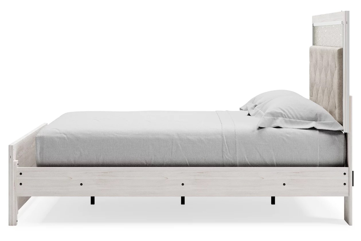 Altyra Wood Panel Bedroom Set w/LED Lighting, Queen Size