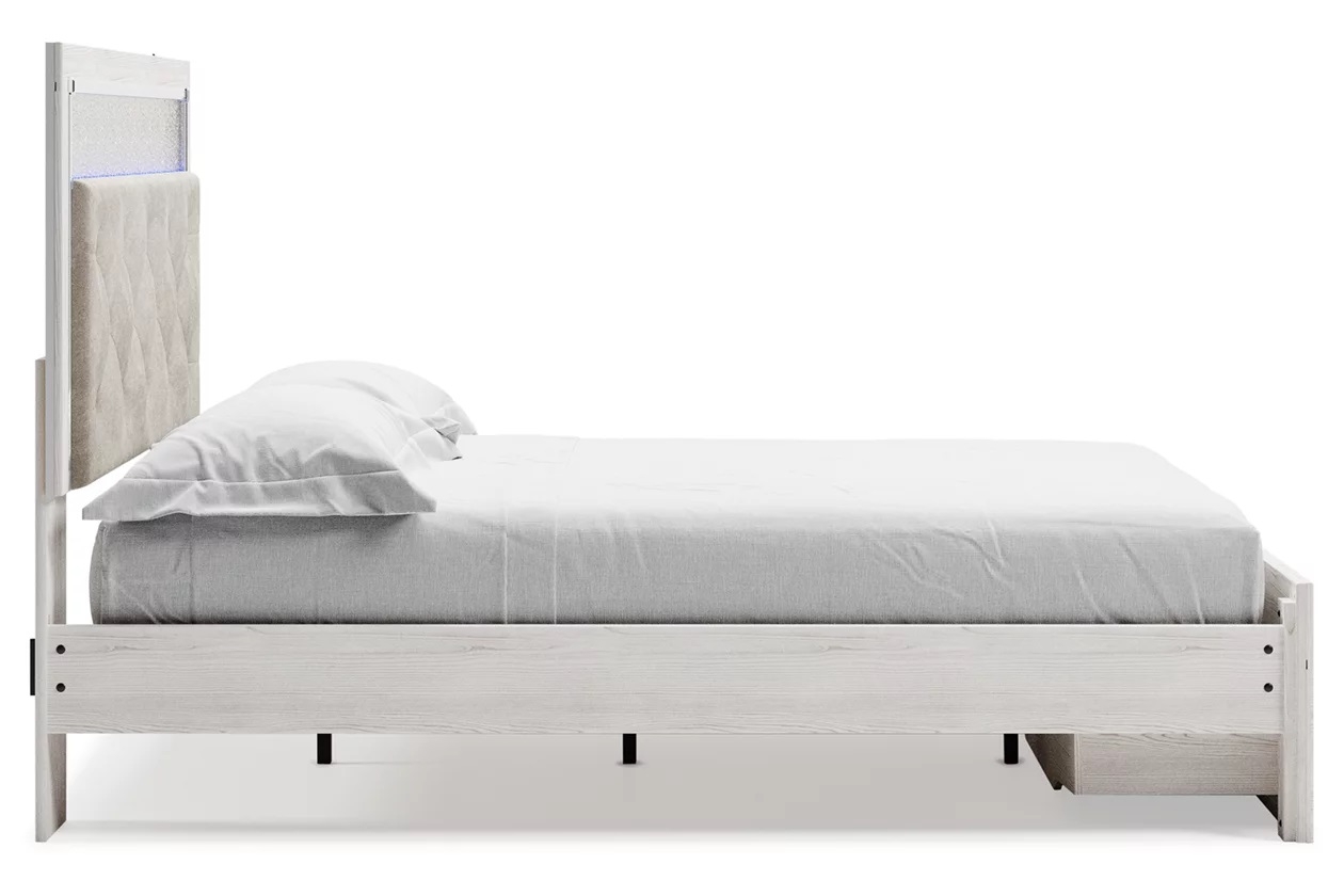 Altyra Wood Panel Storage Bedroom Set w/LED Lighting, Queen Size