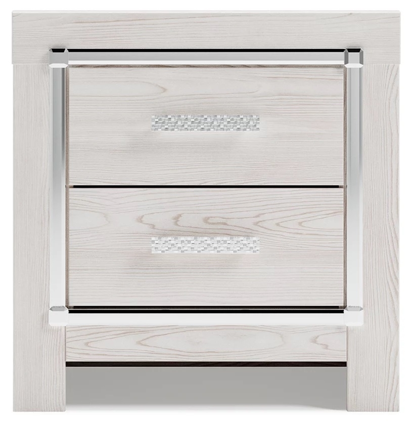 Altyra Wood Panel Bookcase Bedroom Set w/LED Lighting, Queen Size