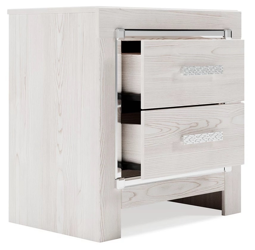 Altyra Wood Panel Bookcase Bedroom Set w/LED Lighting, Queen Size