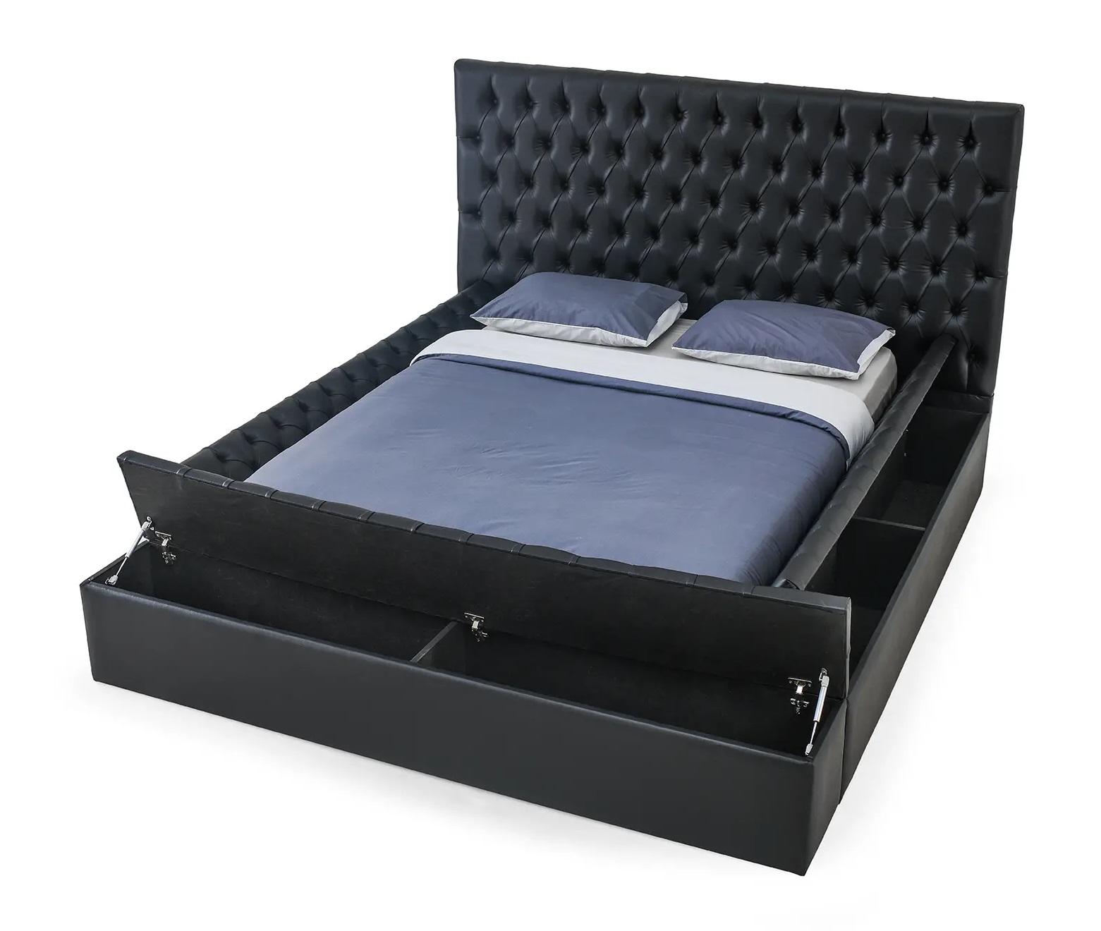SM Landmark Tufted Vinyl Storage Platform King Size Bed