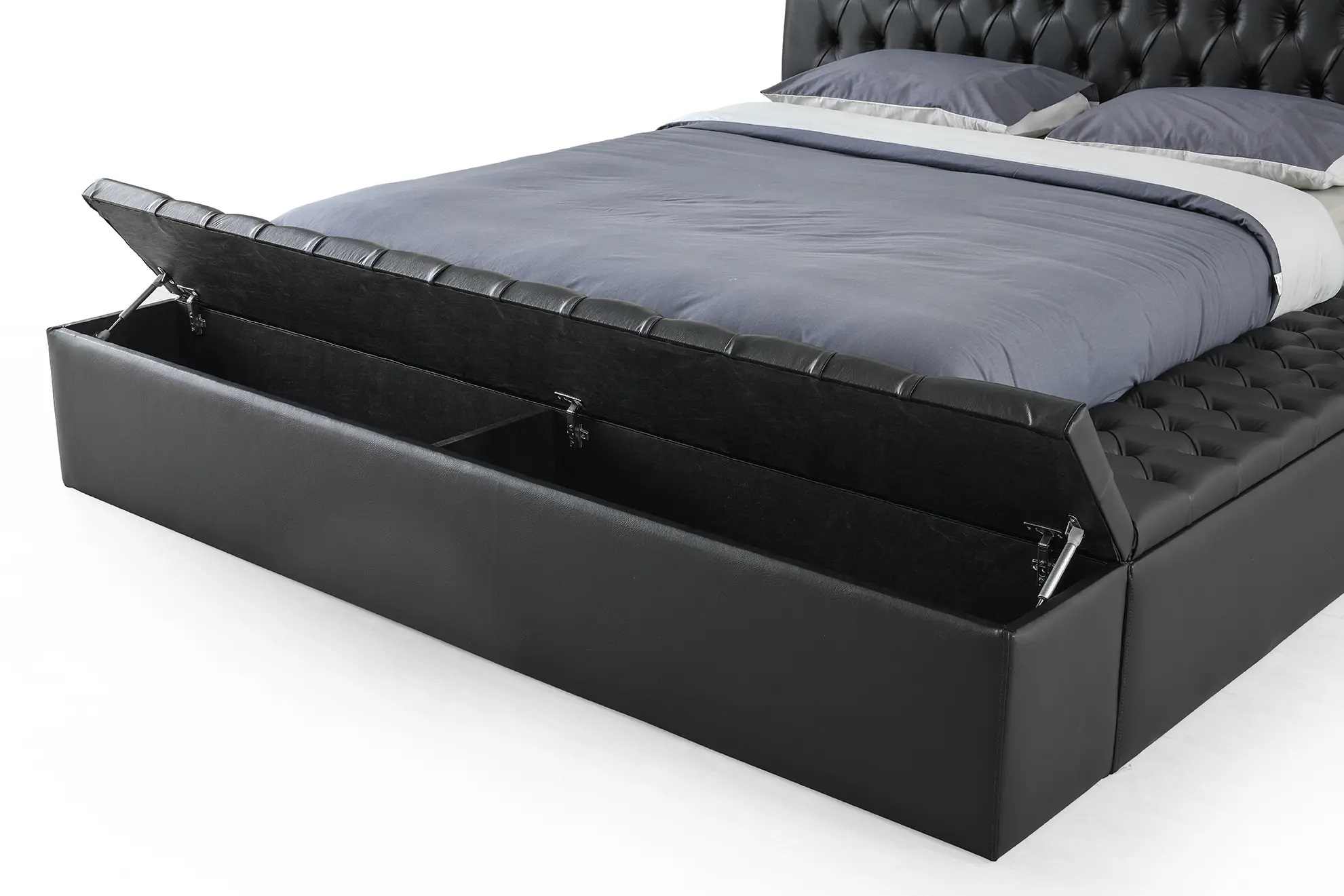 SM Landmark Tufted Vinyl Storage Platform Queen Size Bed