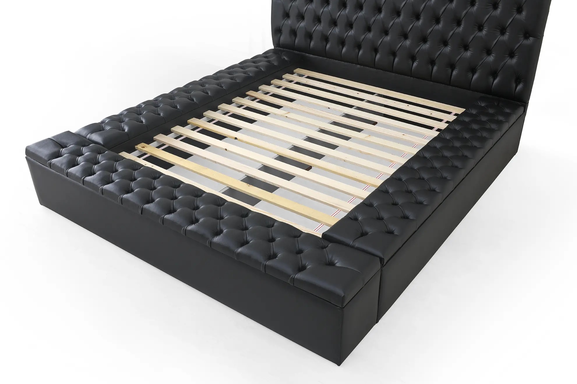 SM Landmark Tufted Vinyl Storage Platform Queen Size Bed