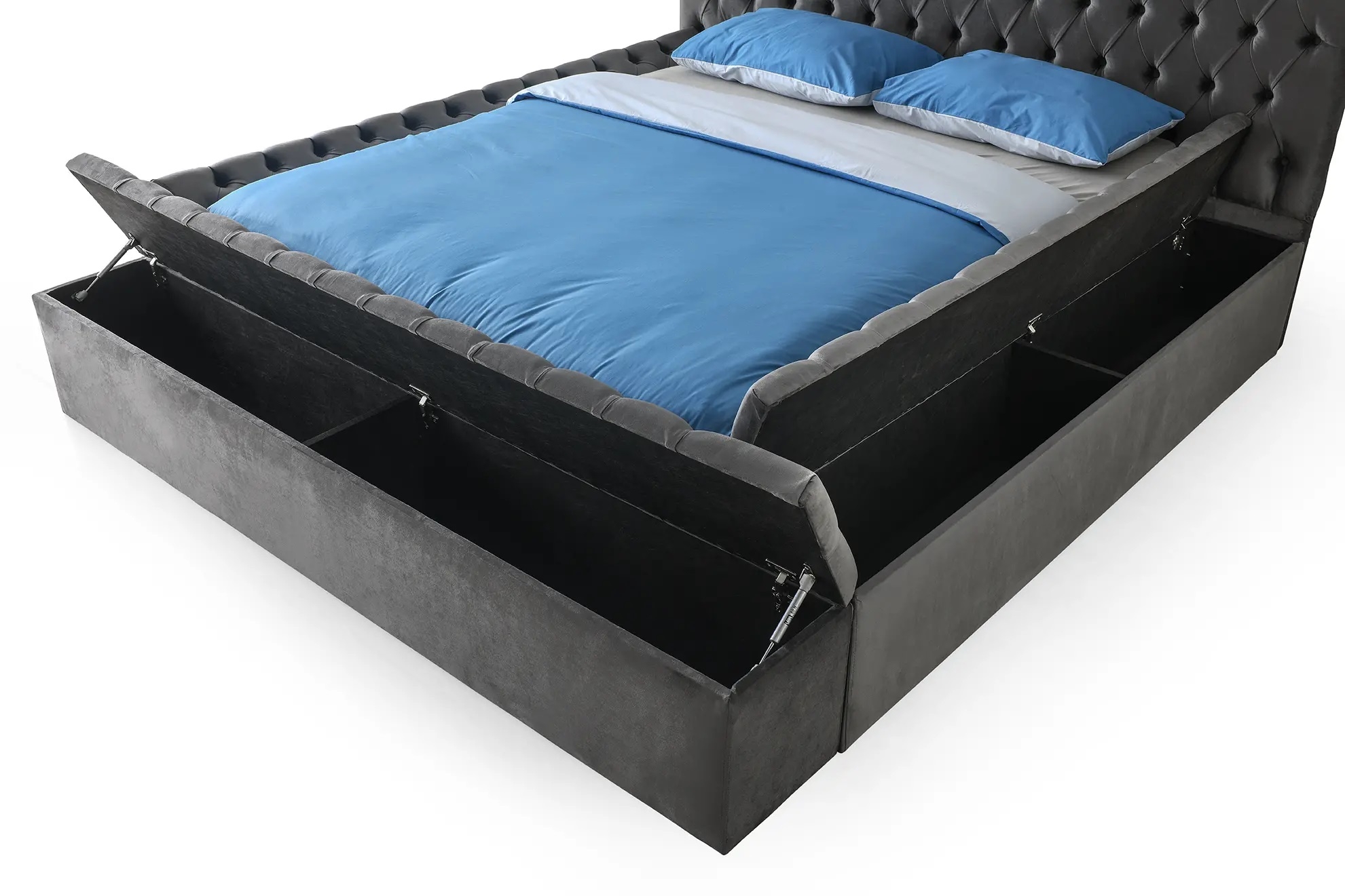 SM Landmark Tufted Fabric Storage Platform King Size Bed