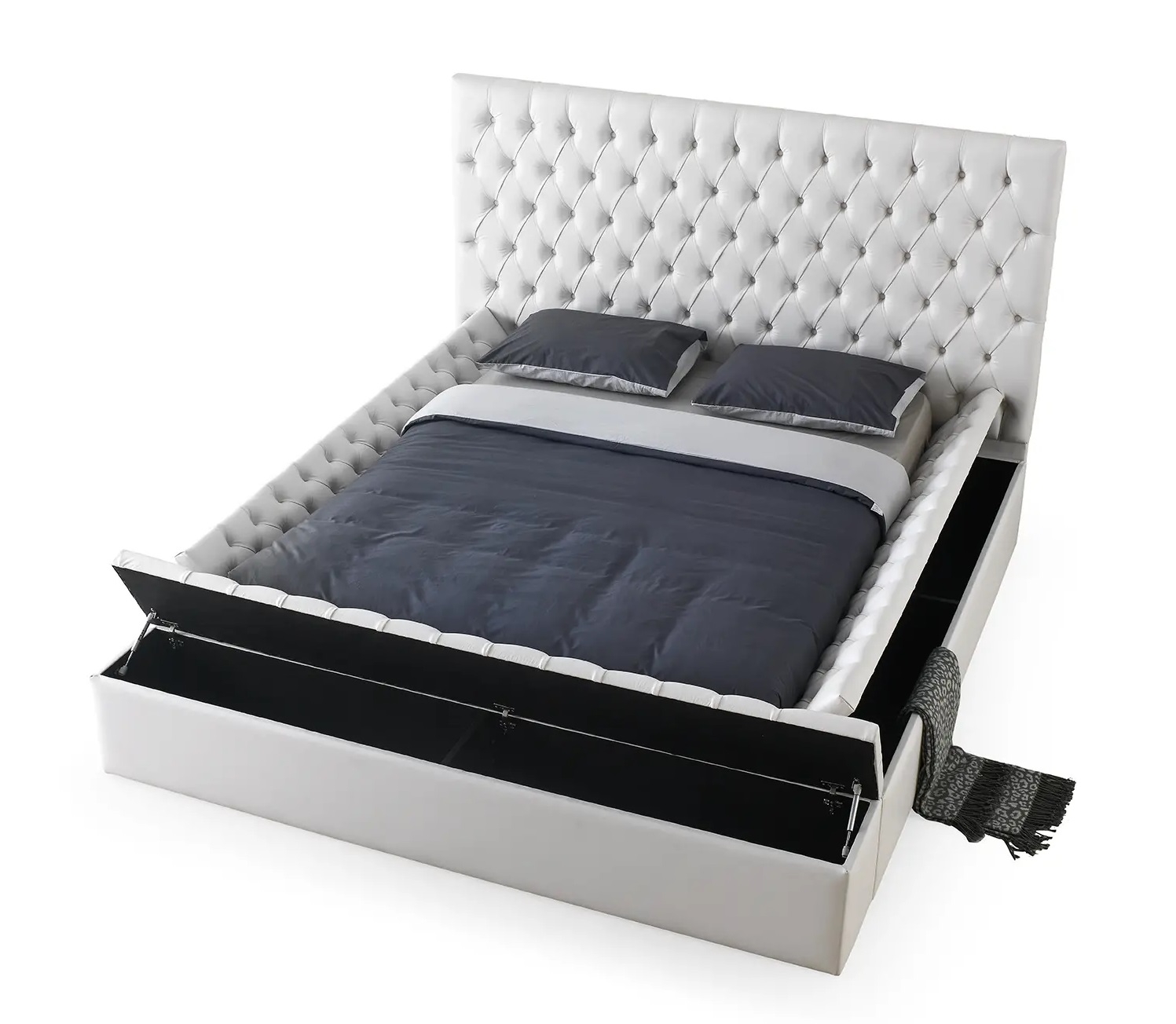 SM Landmark Tufted Vinyl Storage Platform King Size Bed