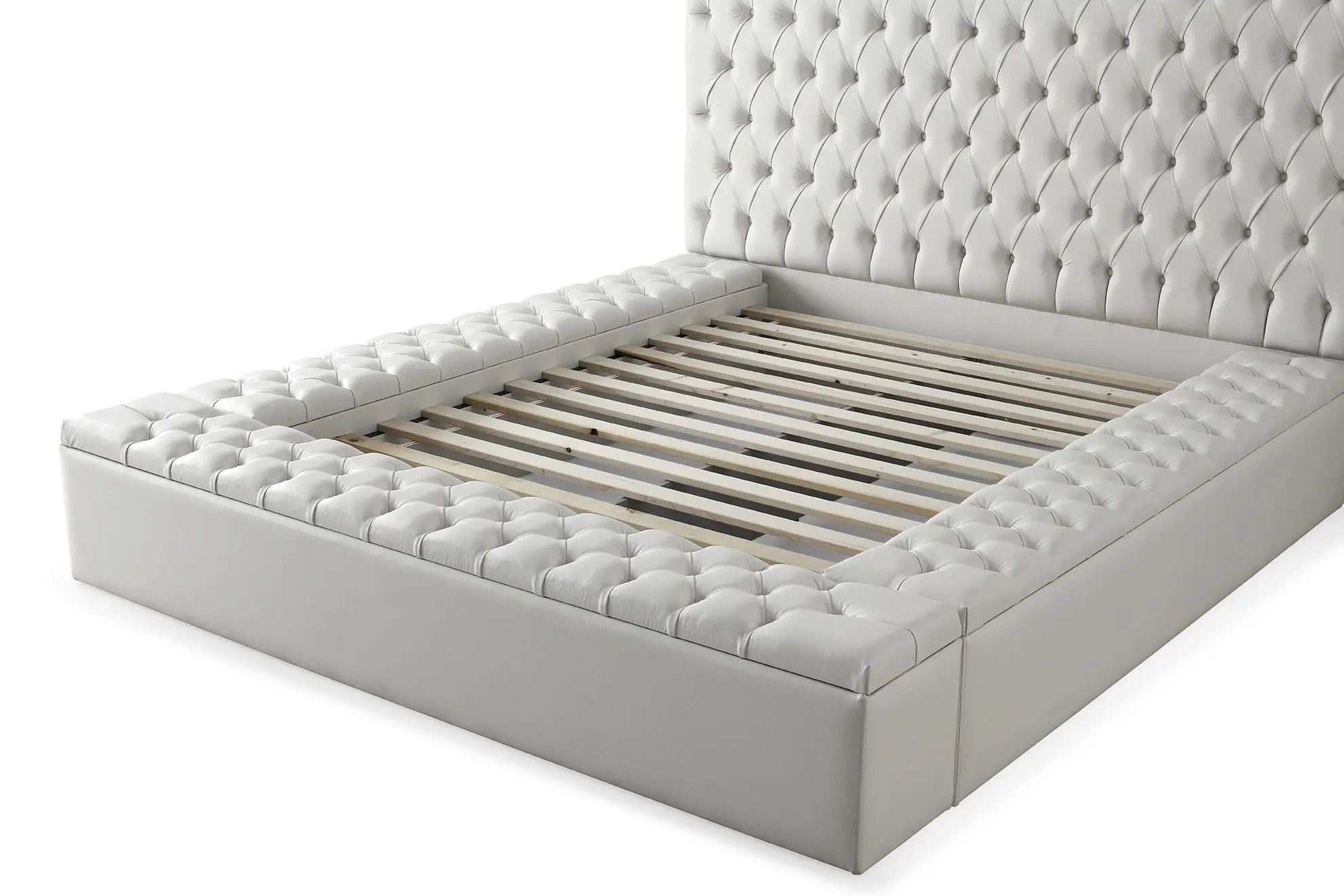 SM Landmark Tufted Vinyl Storage Platform King Size Bed