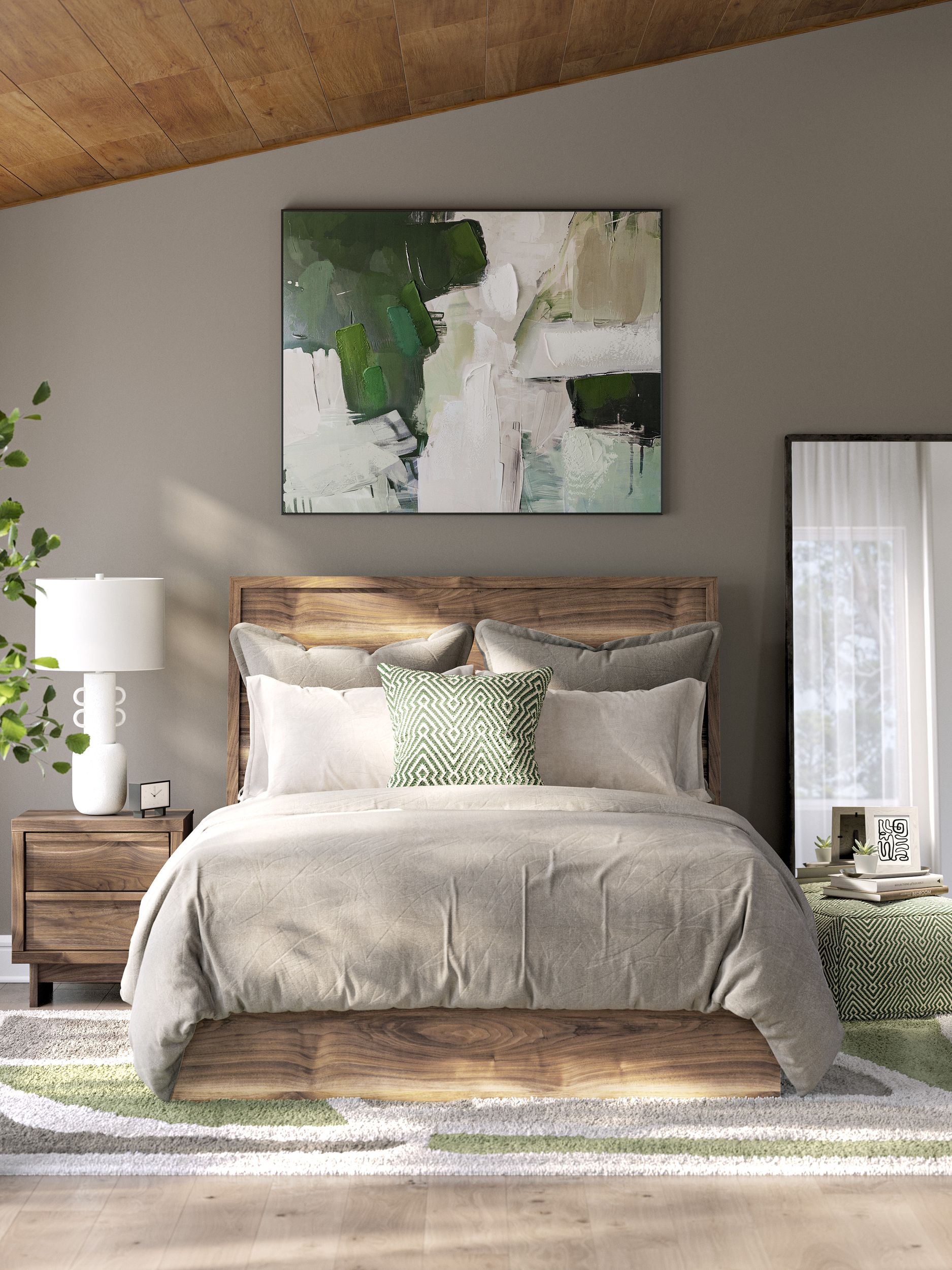 Chirason Queen Upholstered Bed with Roll Slats