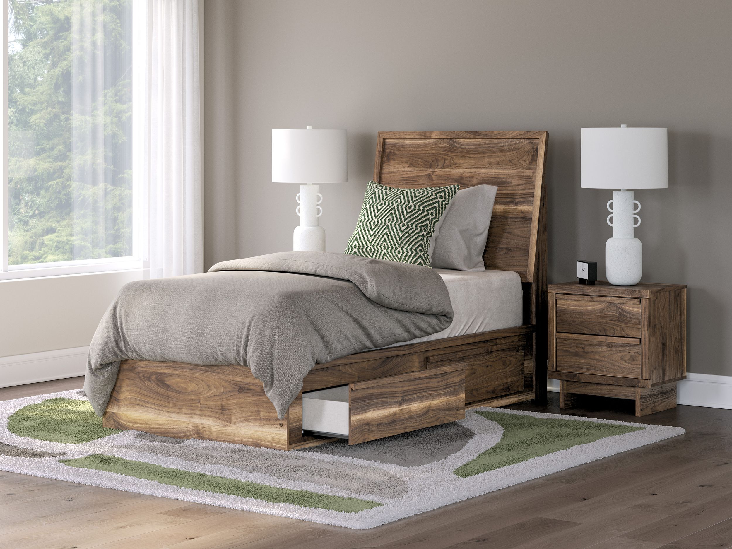 Chirason Wood Panel Storage Bed