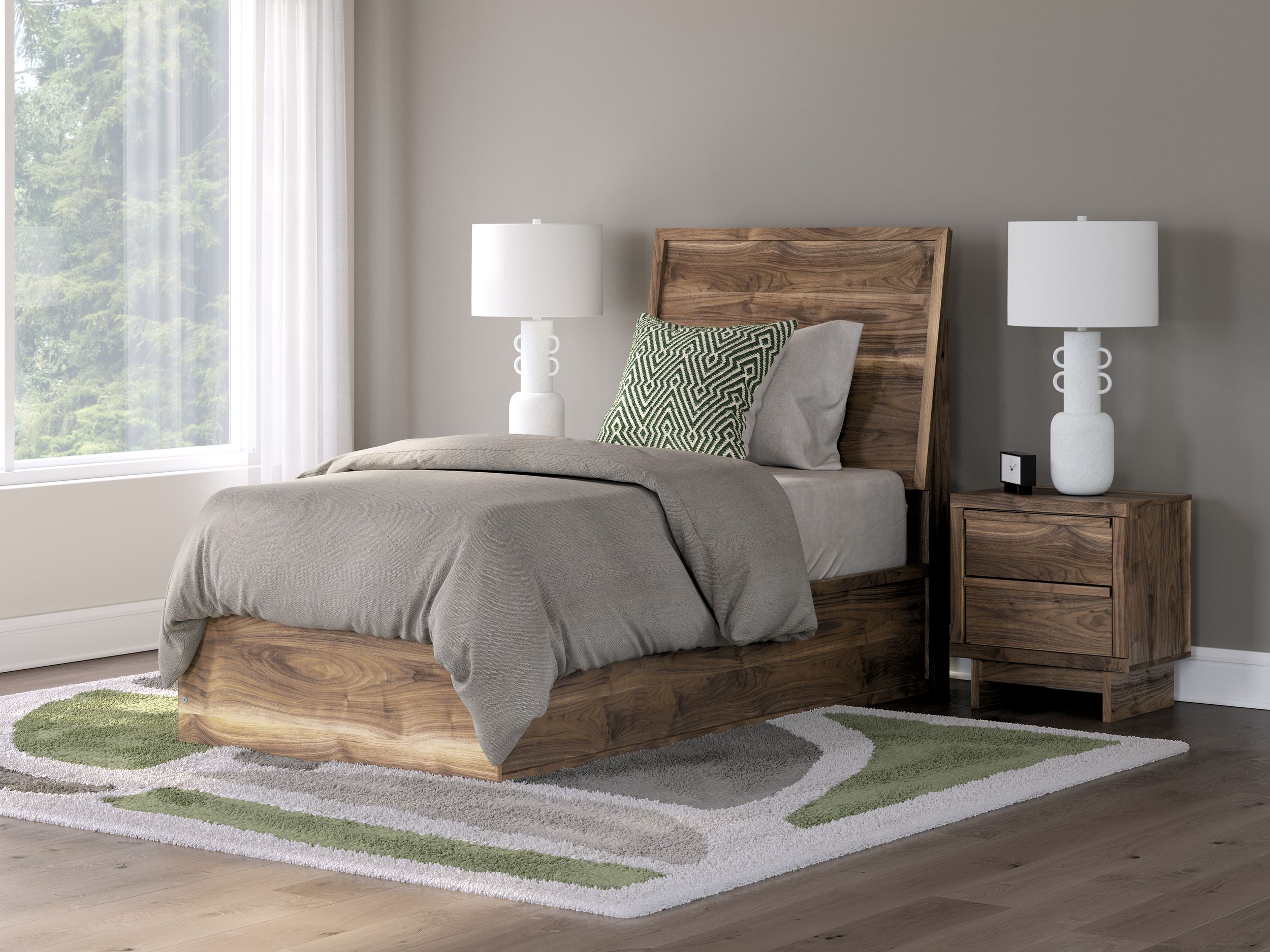 Chirason Wood Panel Bed