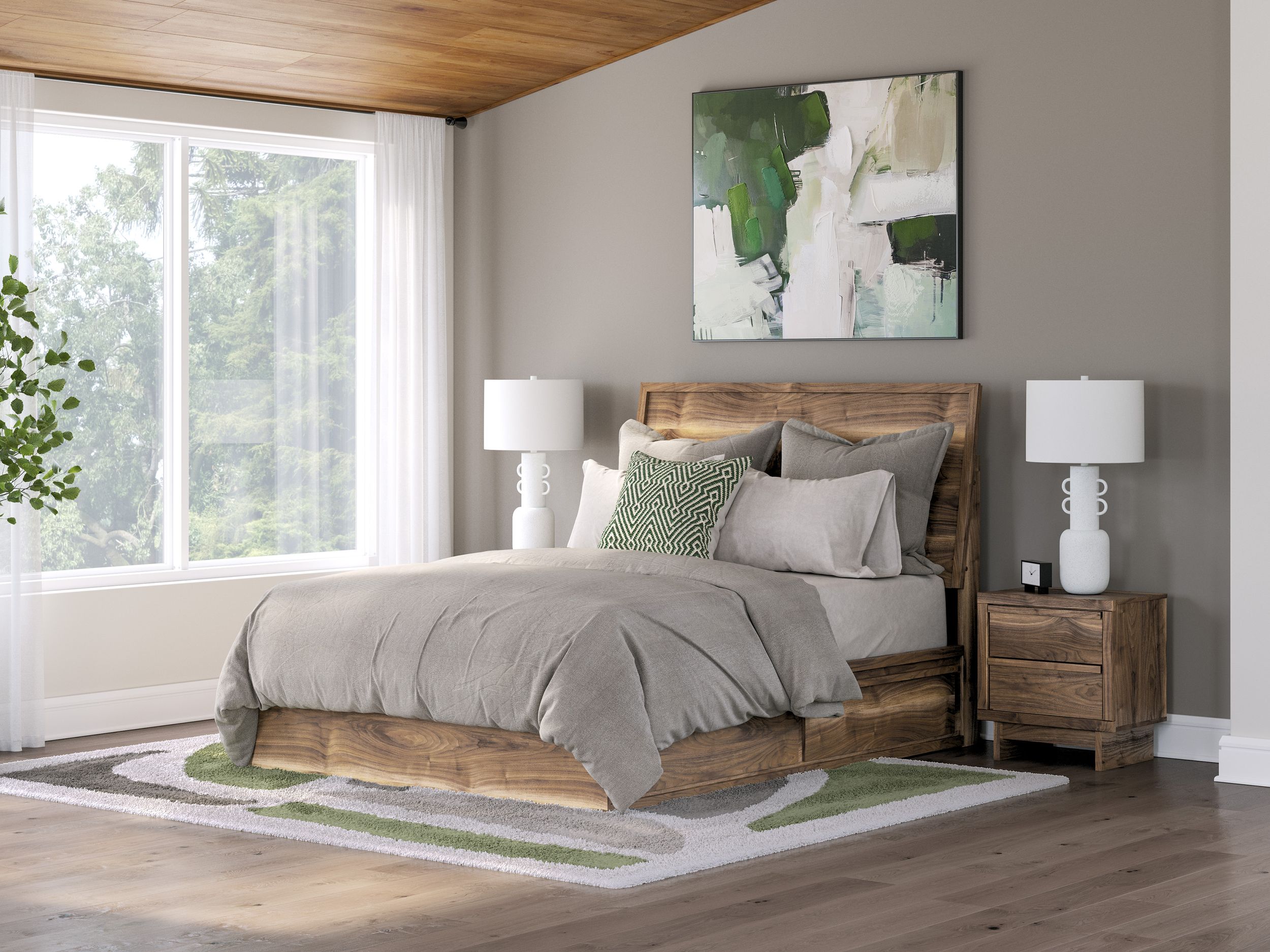 Chirason Wood Panel Storage Bed, Queen Size