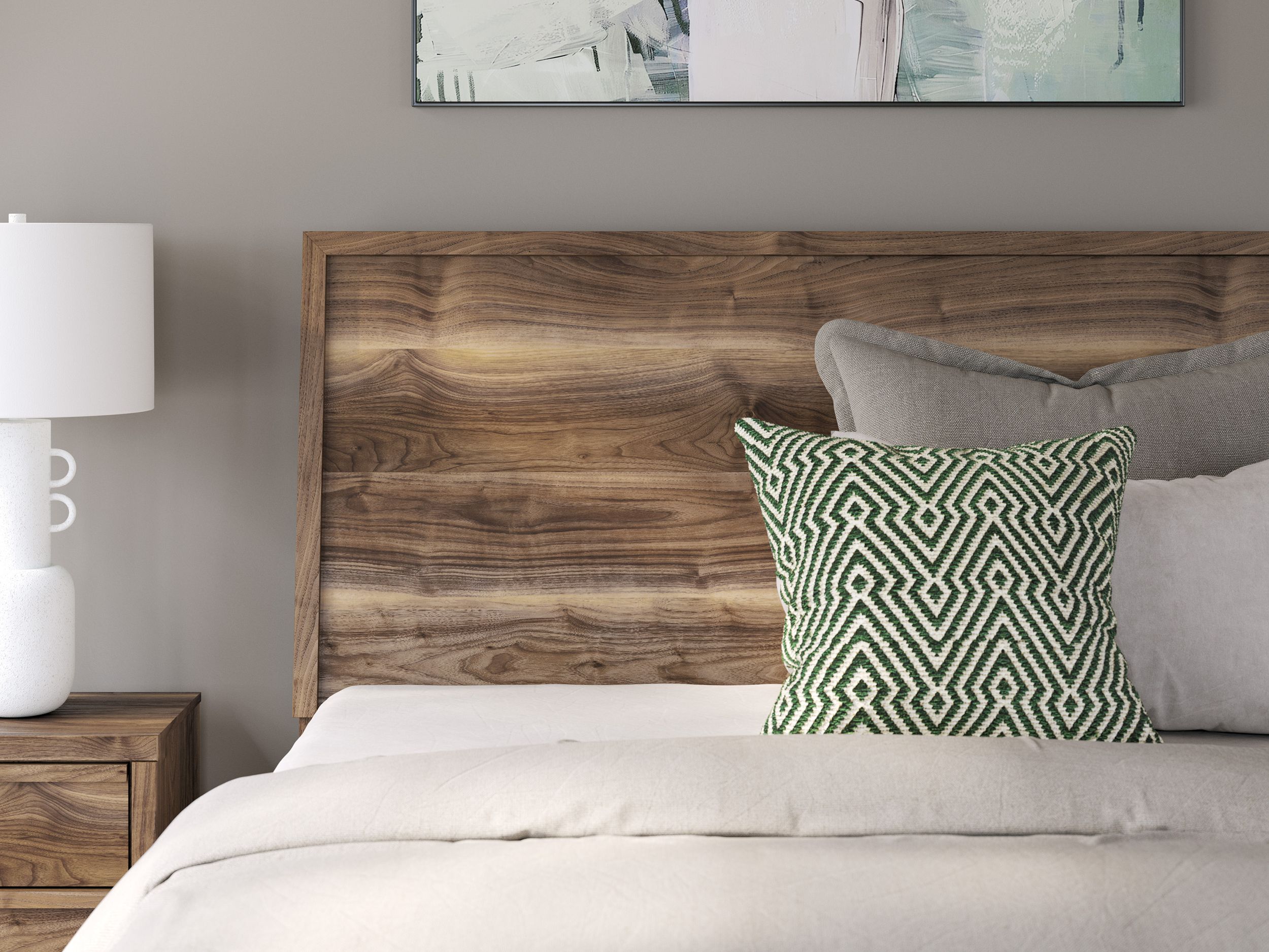 Chirason Wood Panel Bed, Queen Size