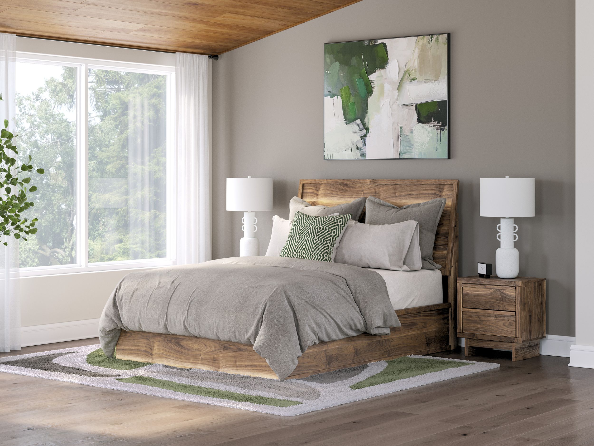 Chirason Queen Upholstered Bed with Roll Slats