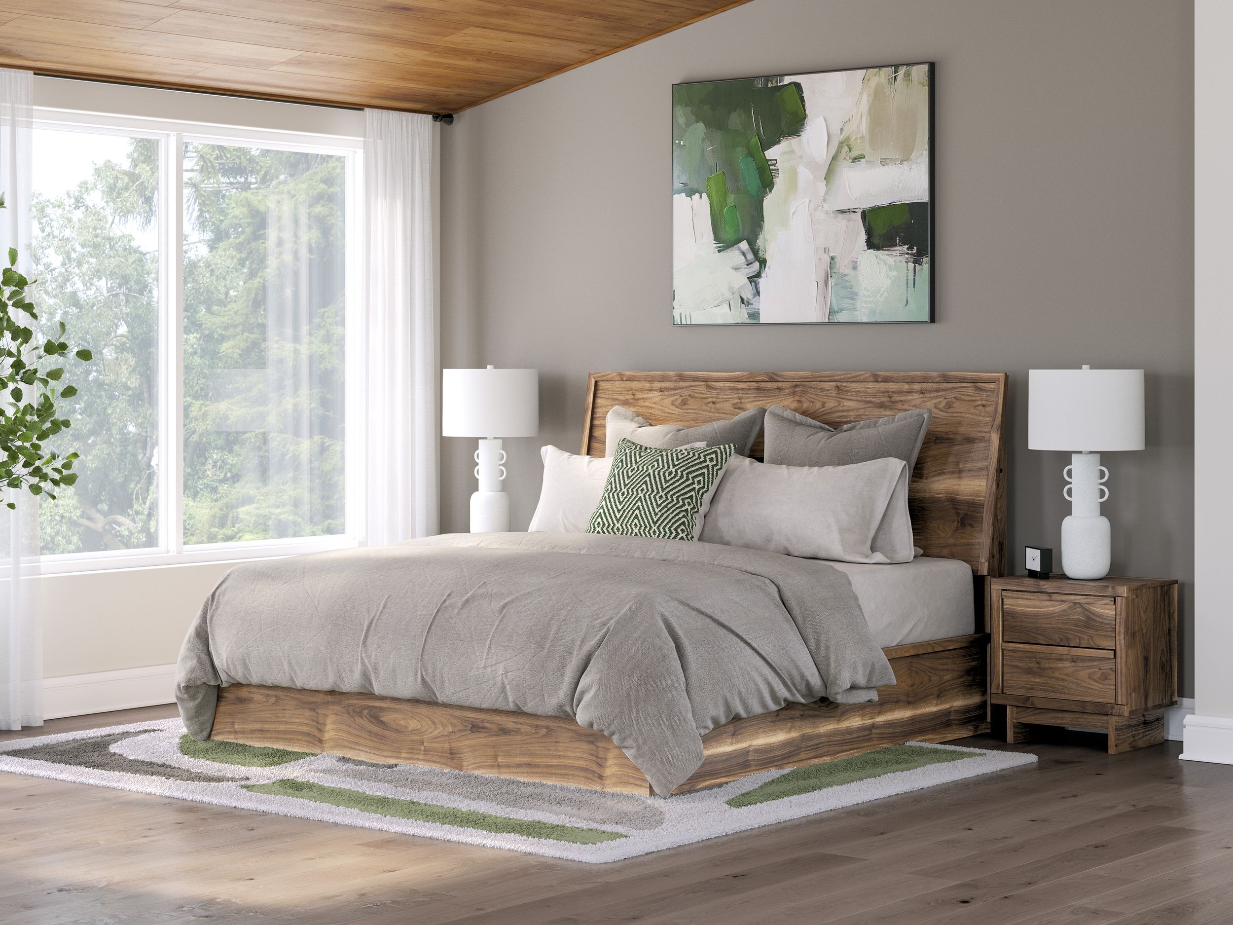 Chirason Wood Panel Bed, King Size