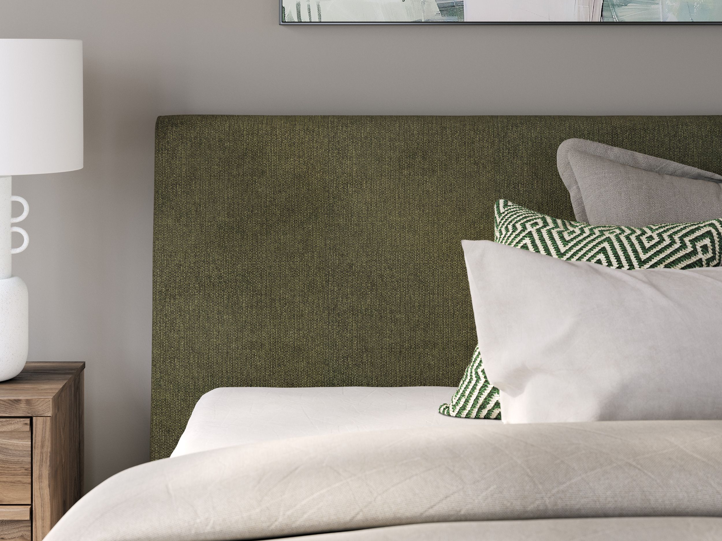 Chirason Upholstered Panel Bed w/Roll Slats, Queen Size