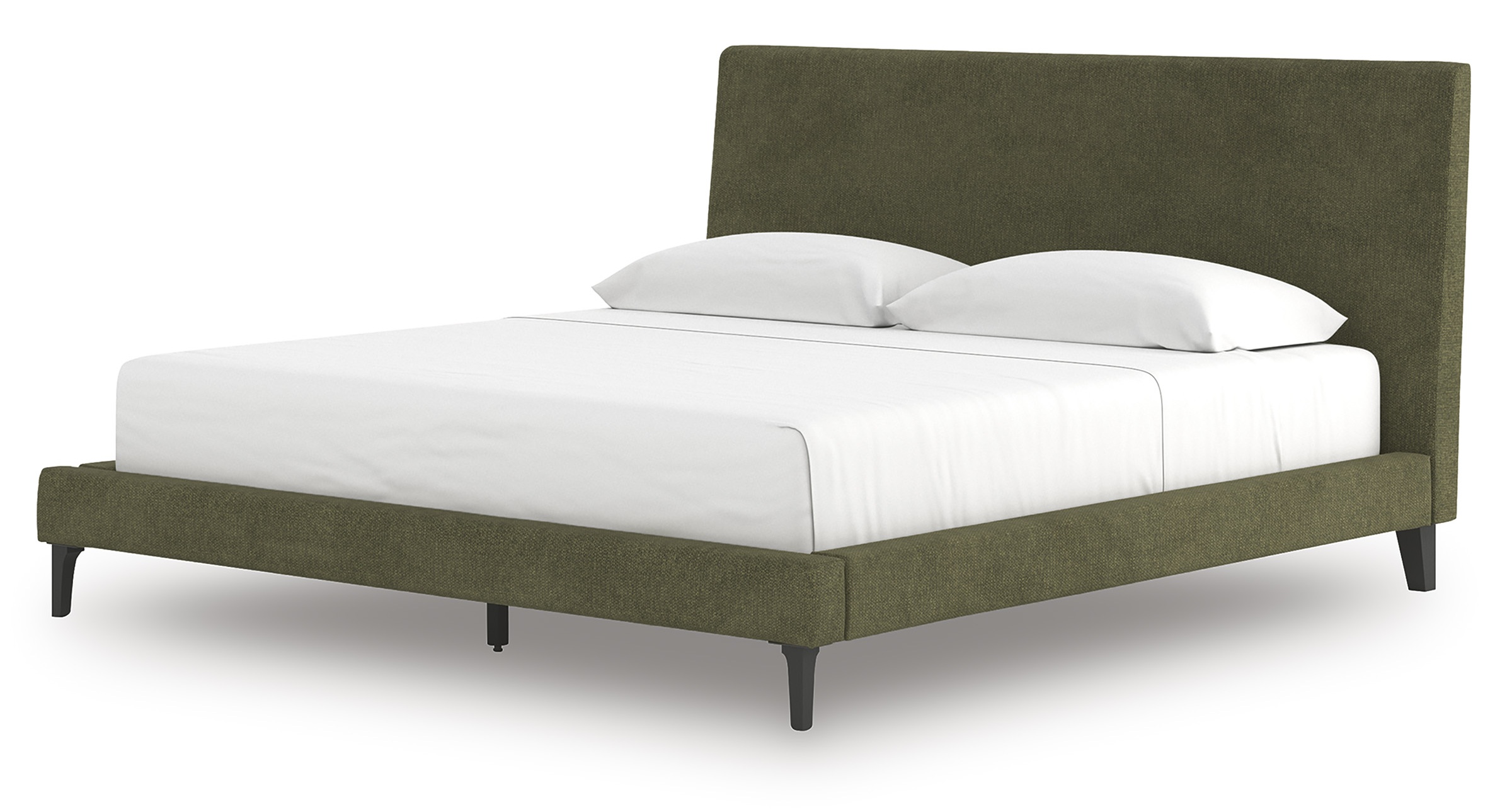 Chirason Upholstered Panel Bed w/Roll Slats, King Size
