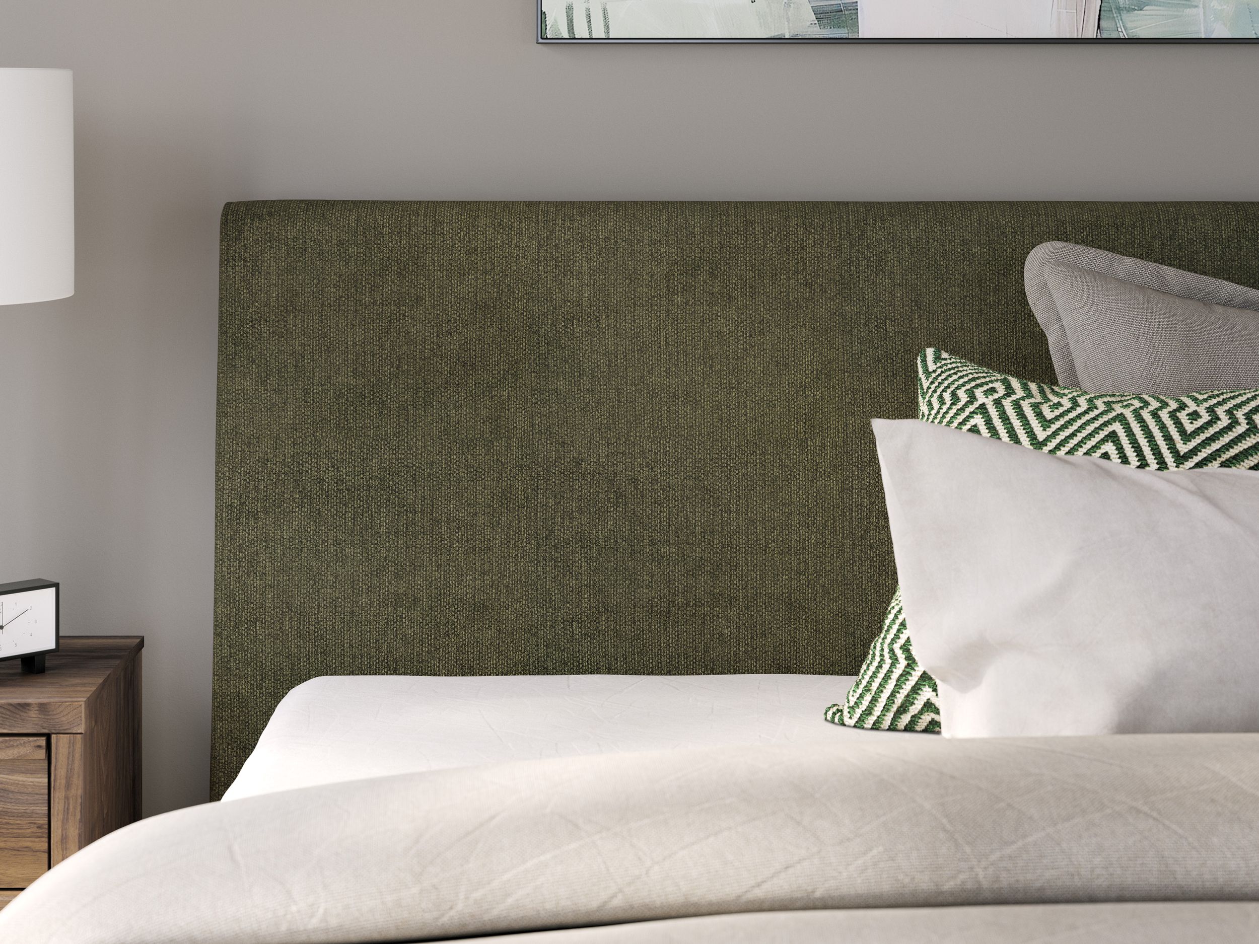 Chirason Upholstered Panel Bed w/Roll Slats, King Size
