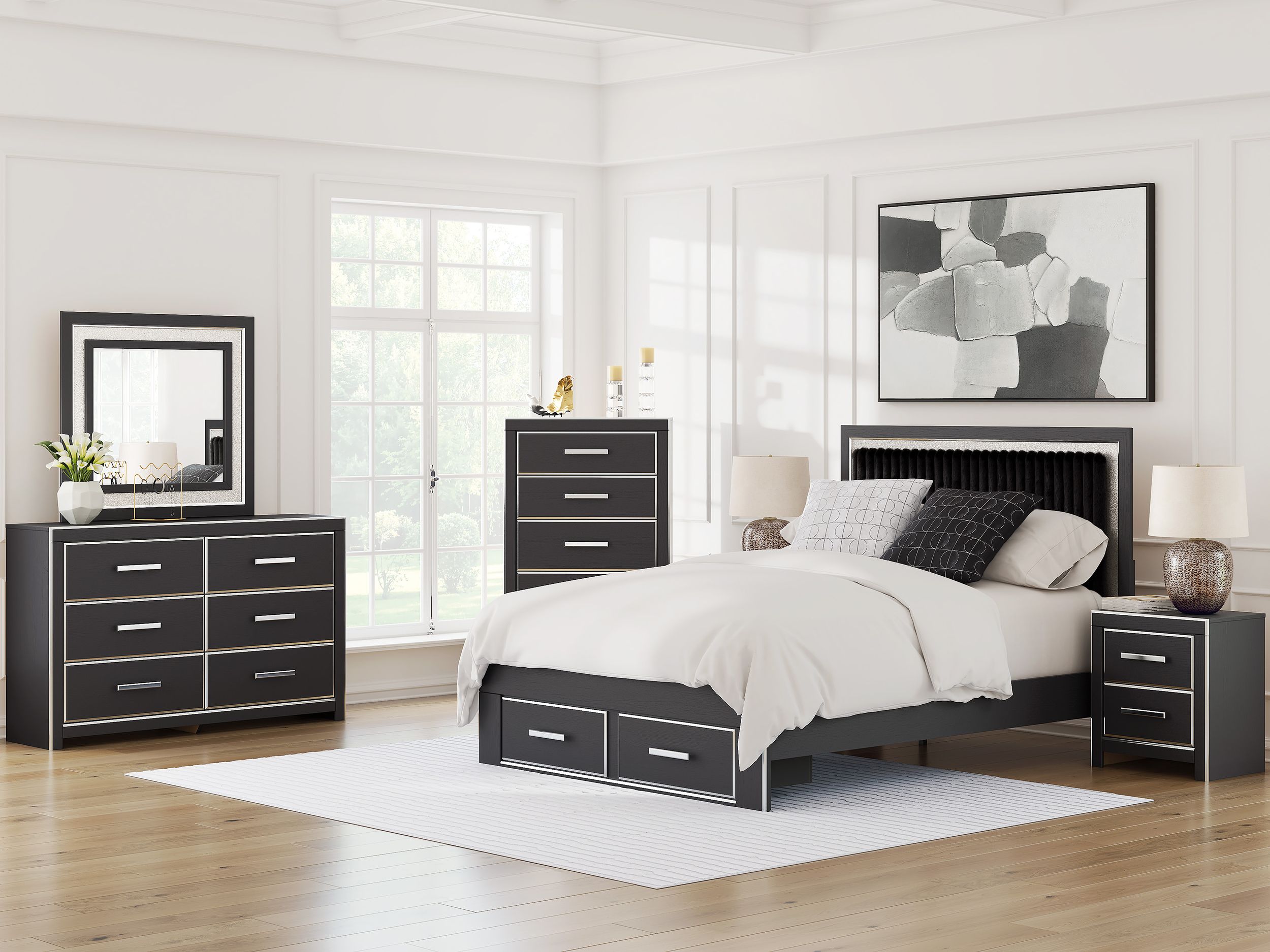 Zuraleus Wood/Polyester Storage Panel Bedroom Set