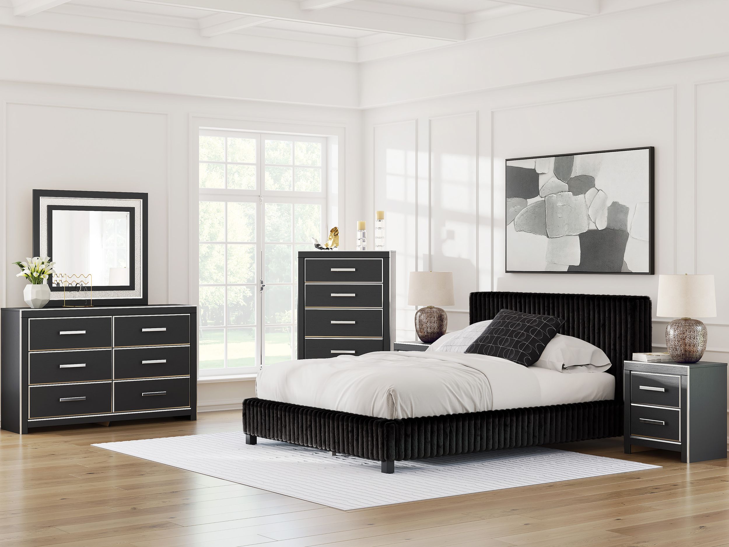 Zuraleus Polyester Upholstered Platform Bedroom Set
