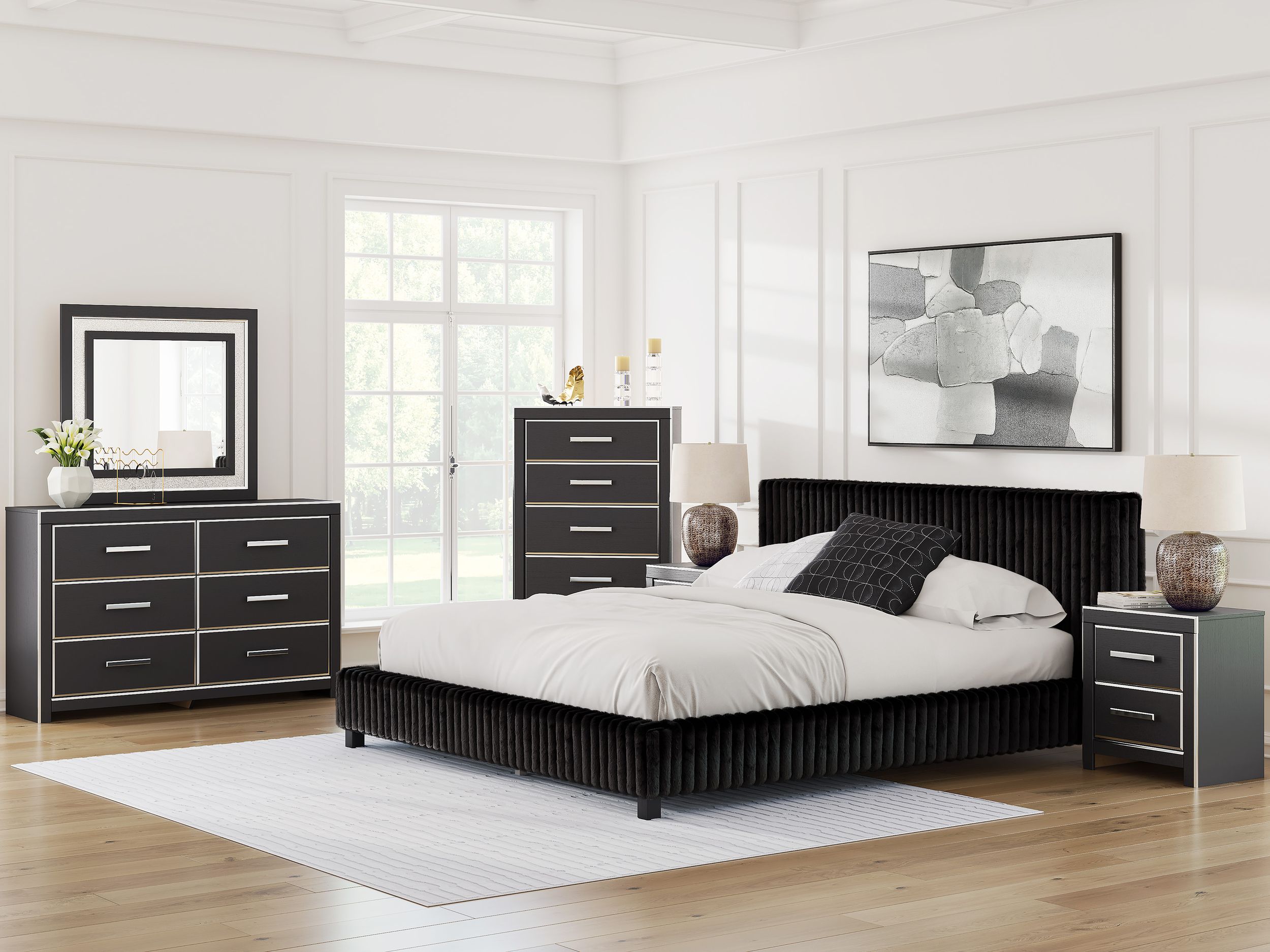 Zuraleus Polyester Upholstered Platform Bedroom Set
