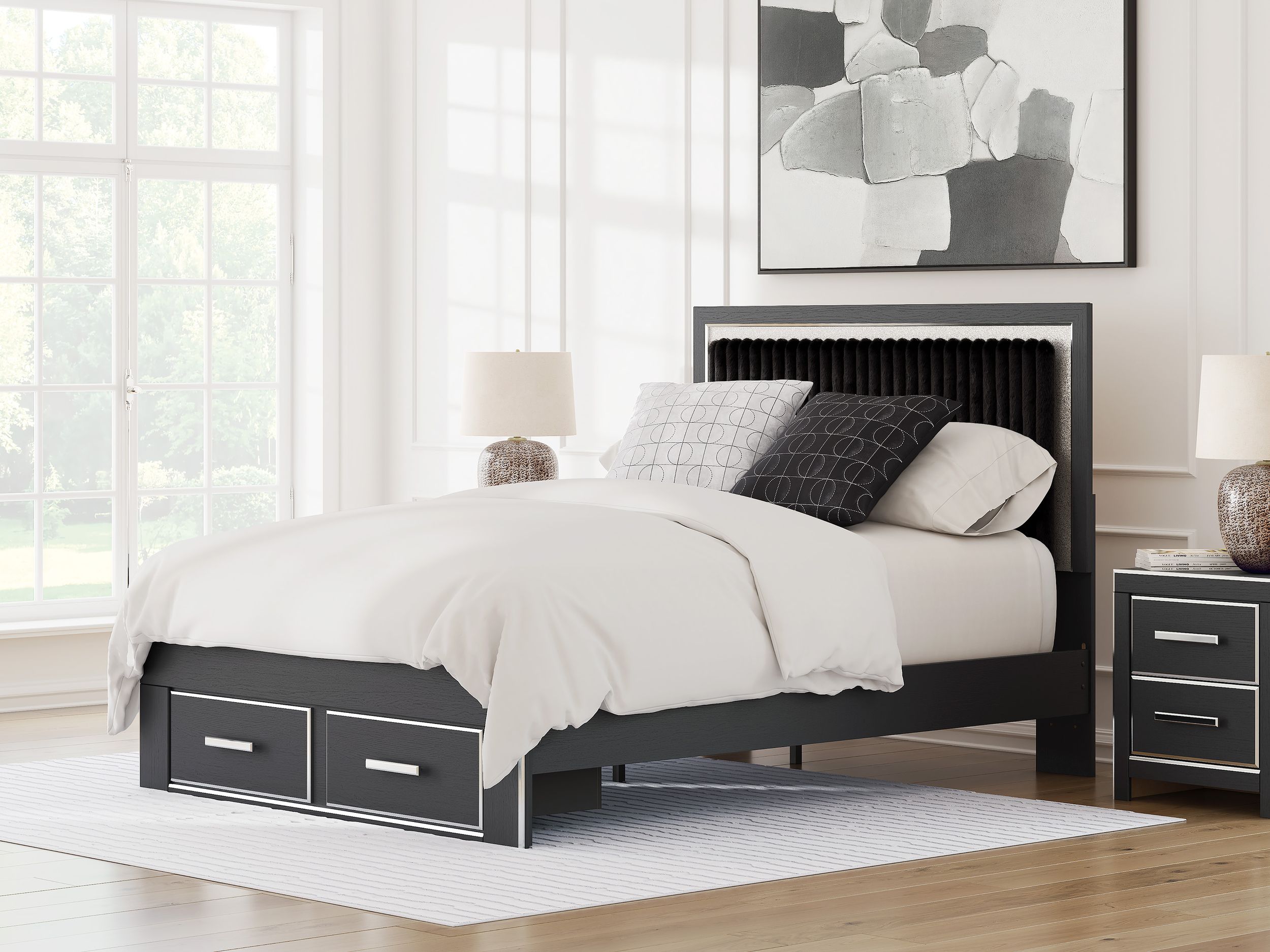 Zuraleus Wood/Polyester Storage Panel Bedroom Set