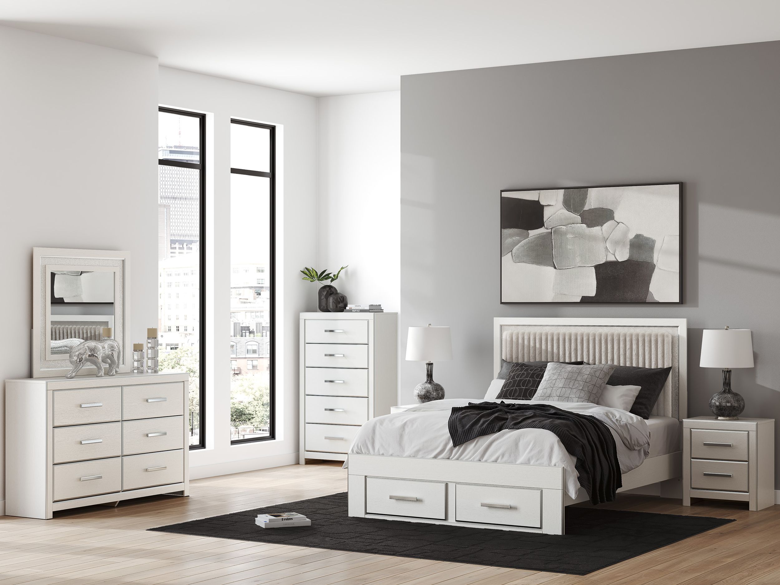Zuraleus Wood/Polyester Storage Panel Bedroom Set